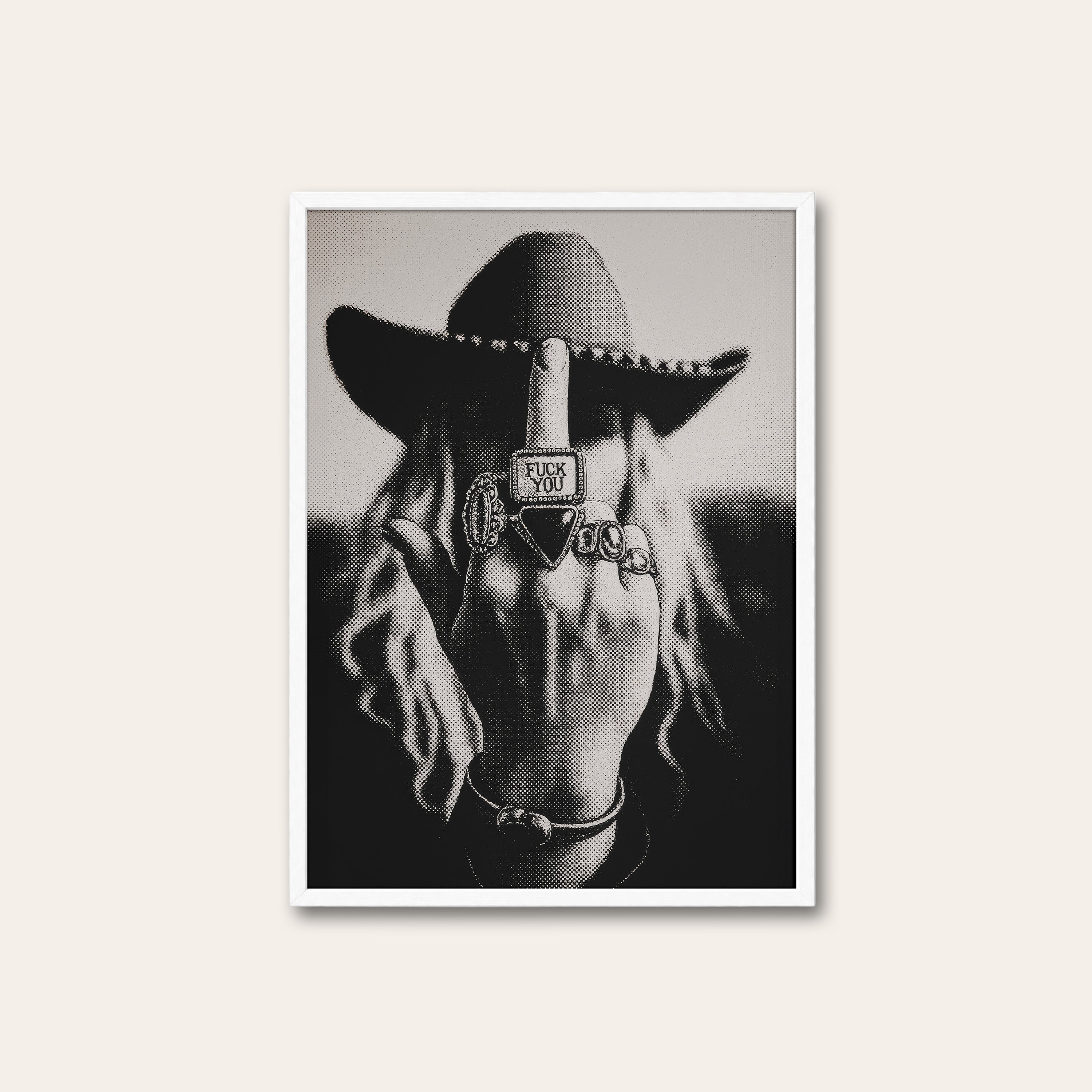 Desert Moonrise — Cactus Night Print – white frame