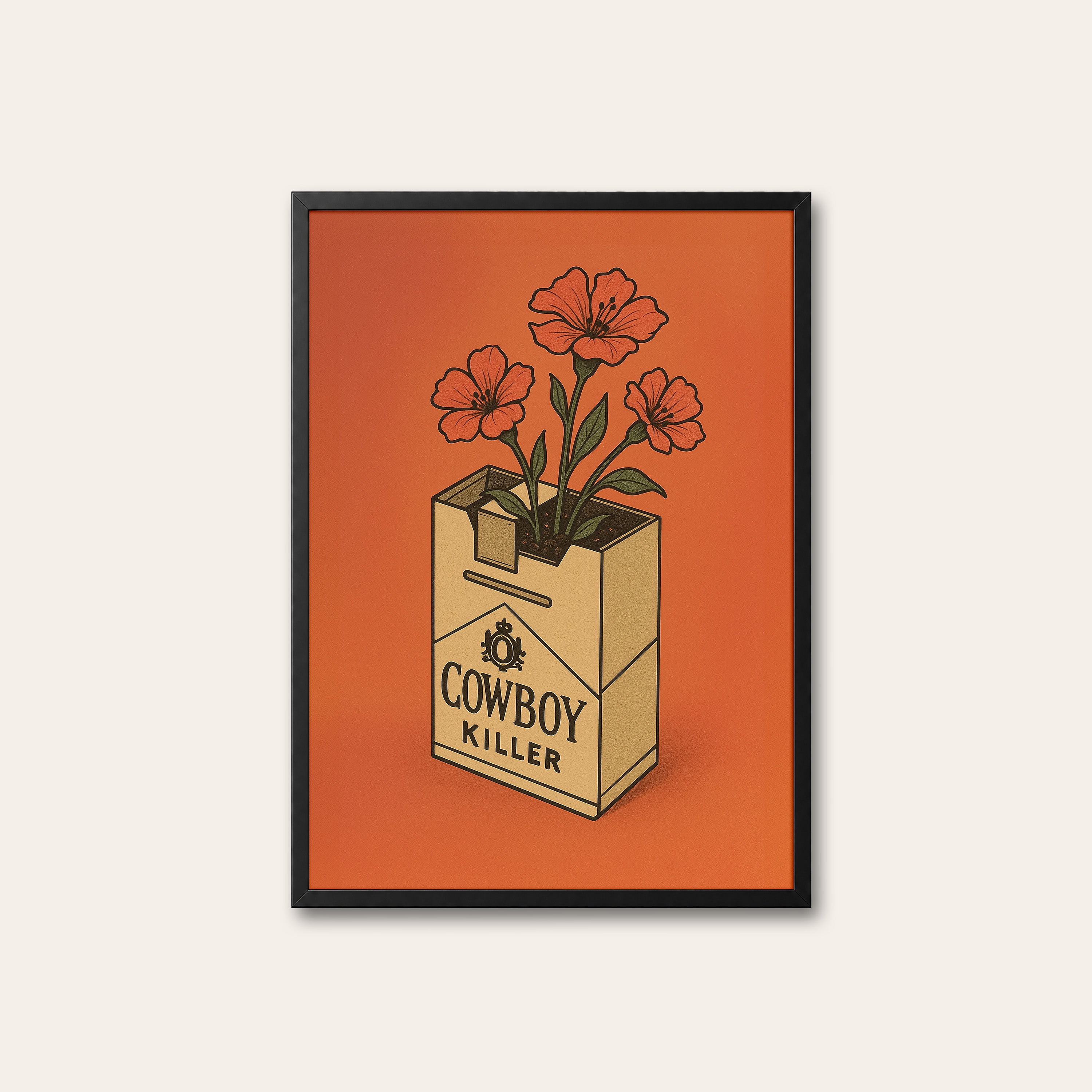 Cowboy Killer Bouquet — Retro Print – black frame