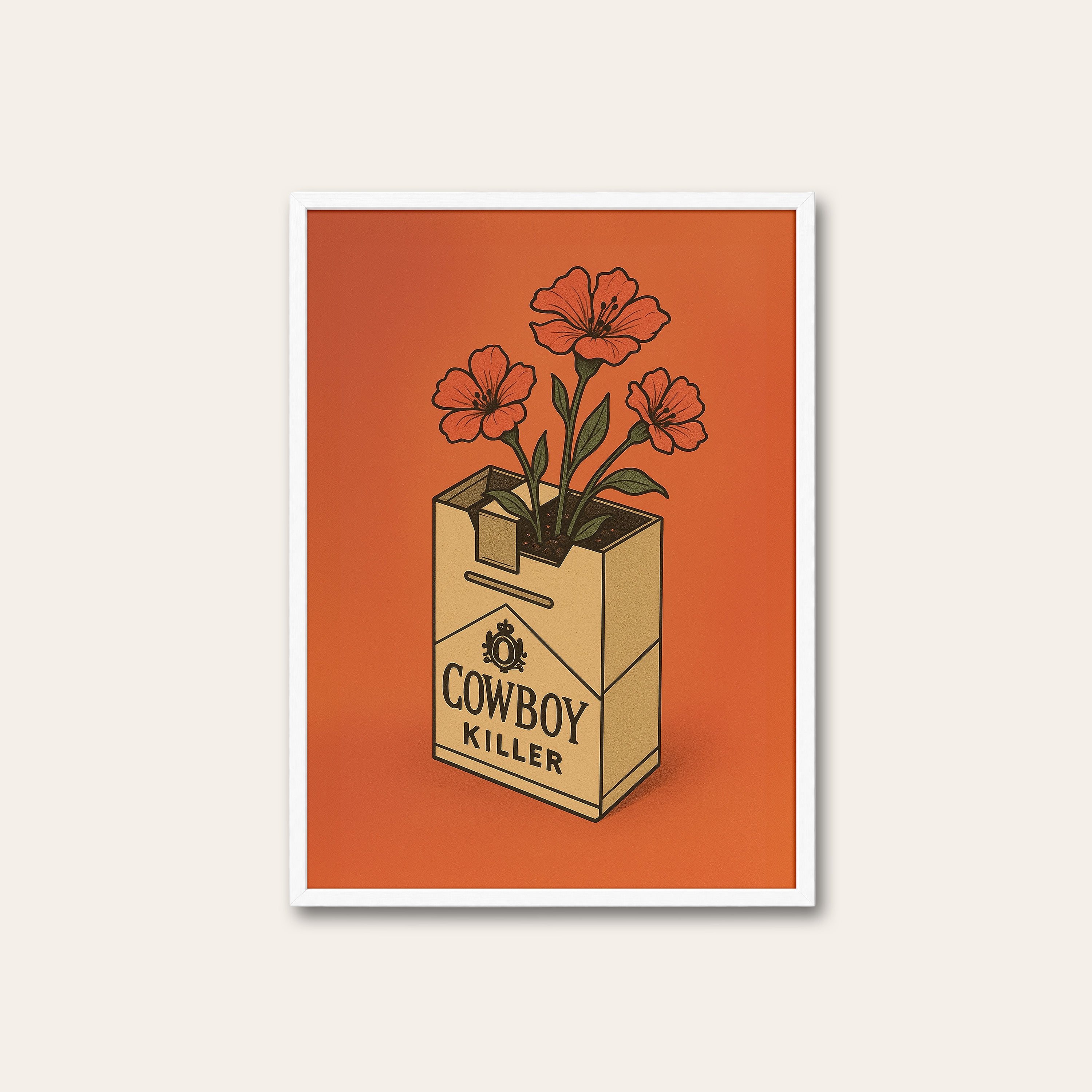 Cowboy Killer Bouquet — Retro Print – white frame