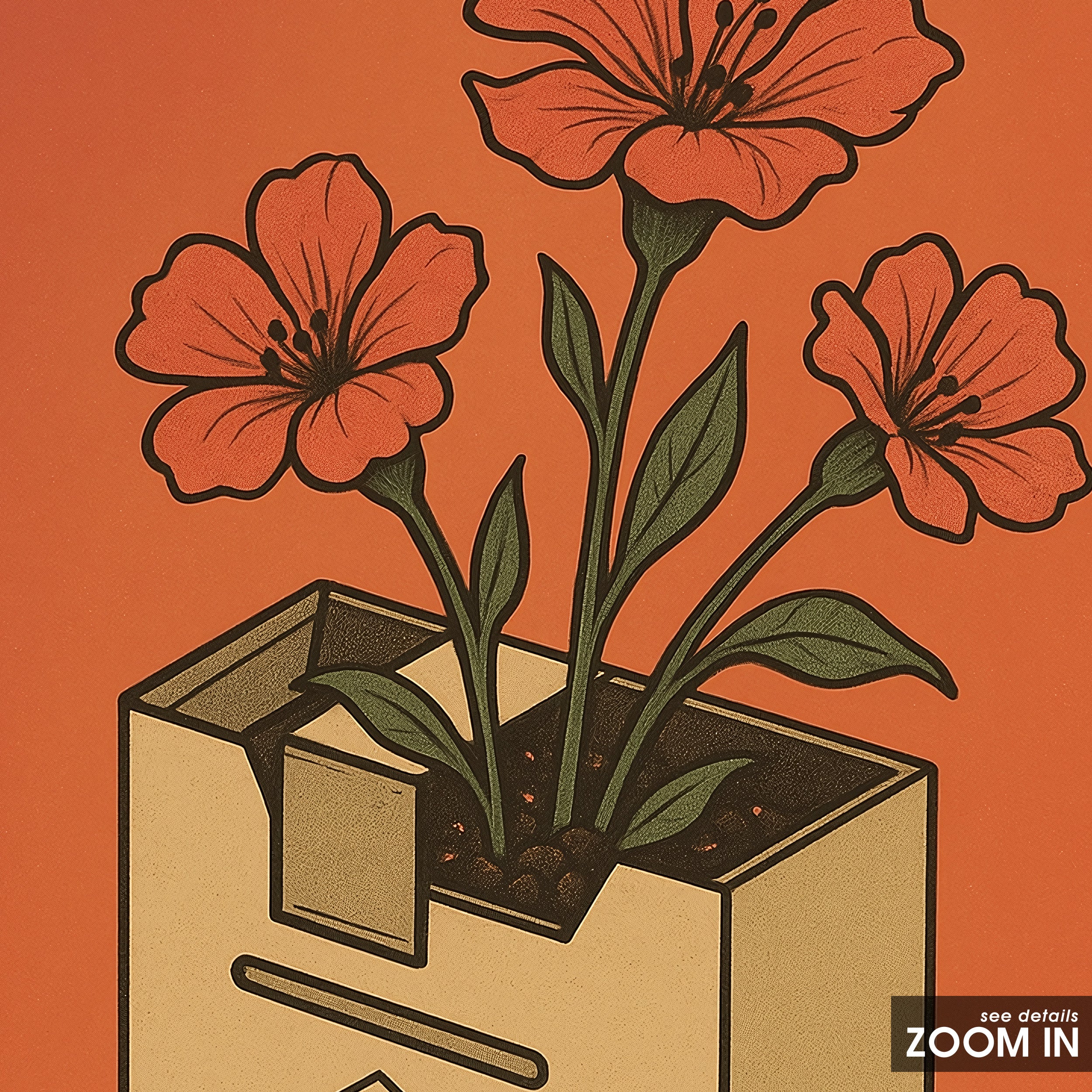 Cowboy Killer Bouquet — Retro Print – in room setting