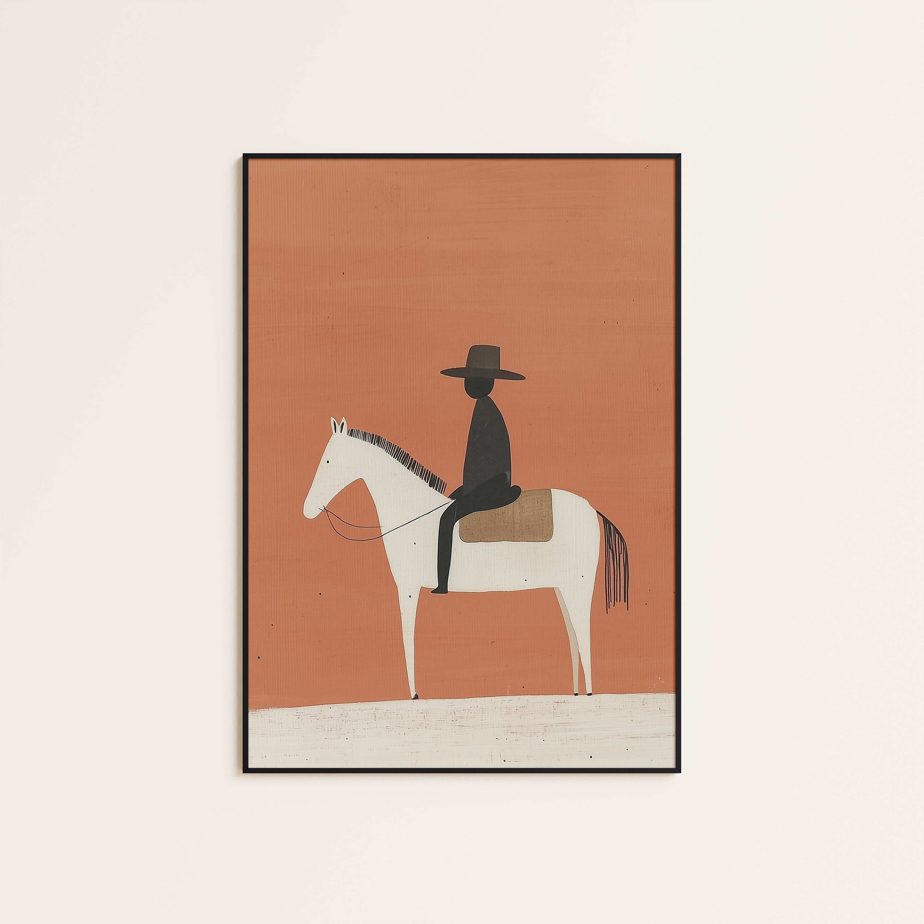 Lone Rider — Minimal Horse Print – unframed poster