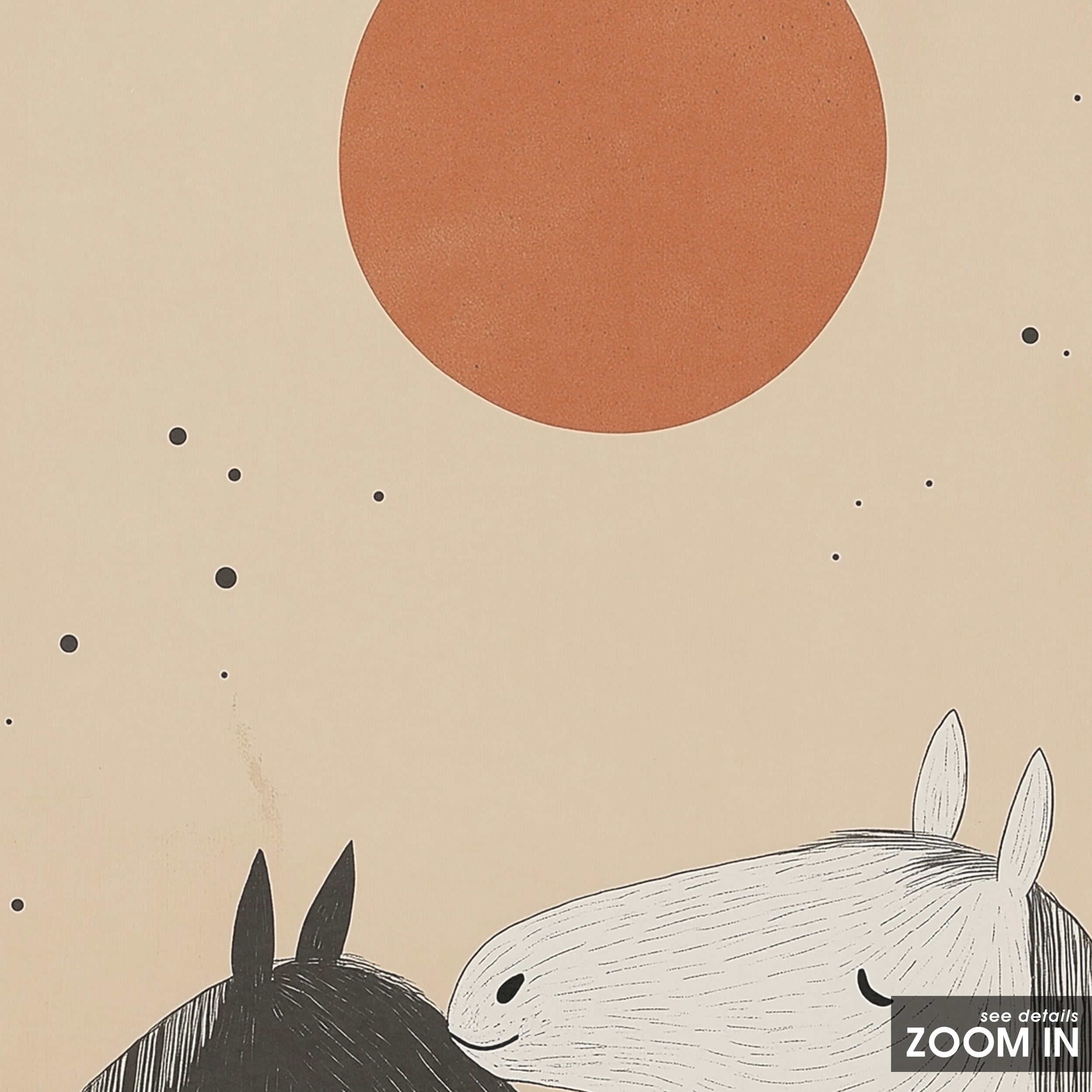 Two Horses — Soft Morning Print – in room setting