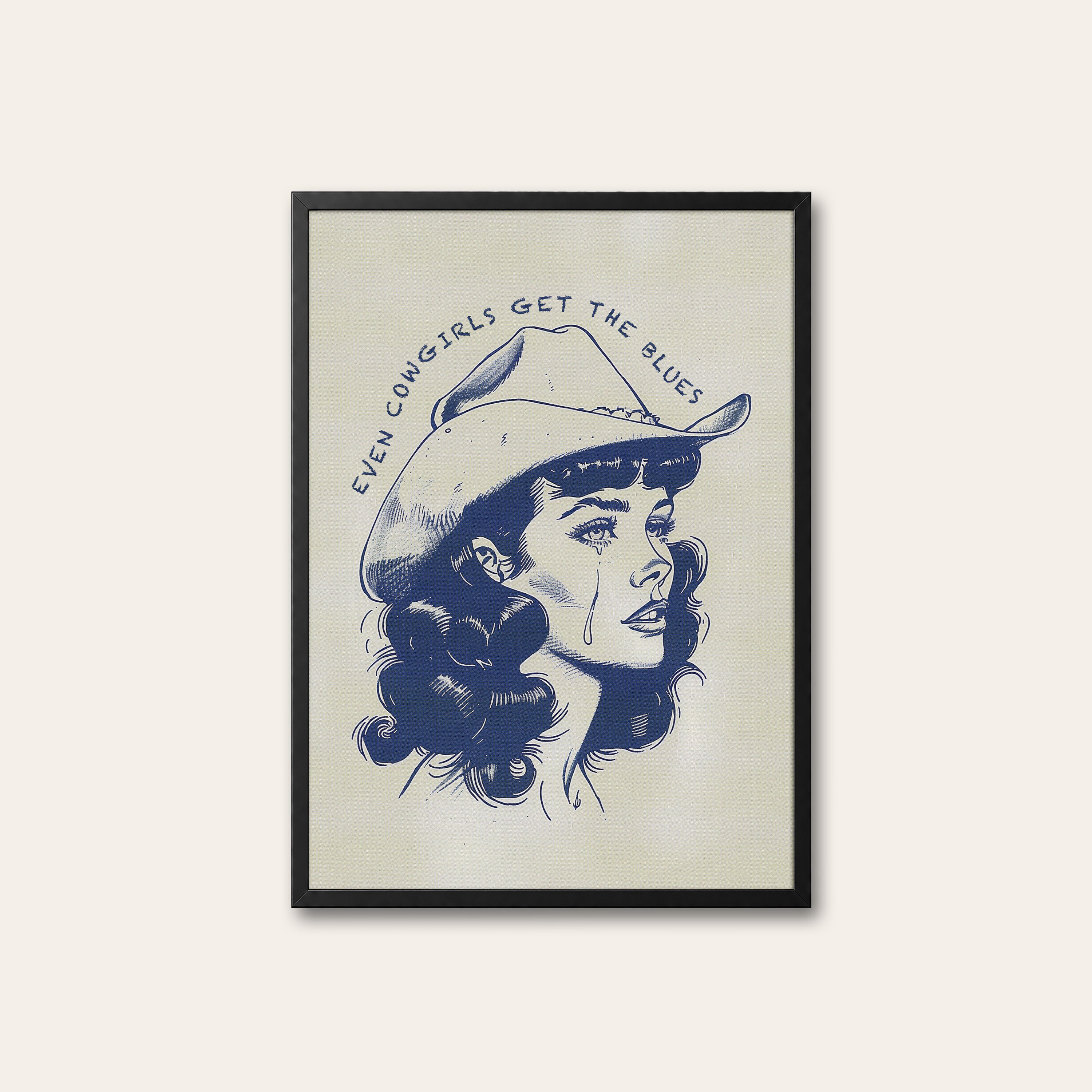 Cowgirl Blues — Portrait Line Print – black frame