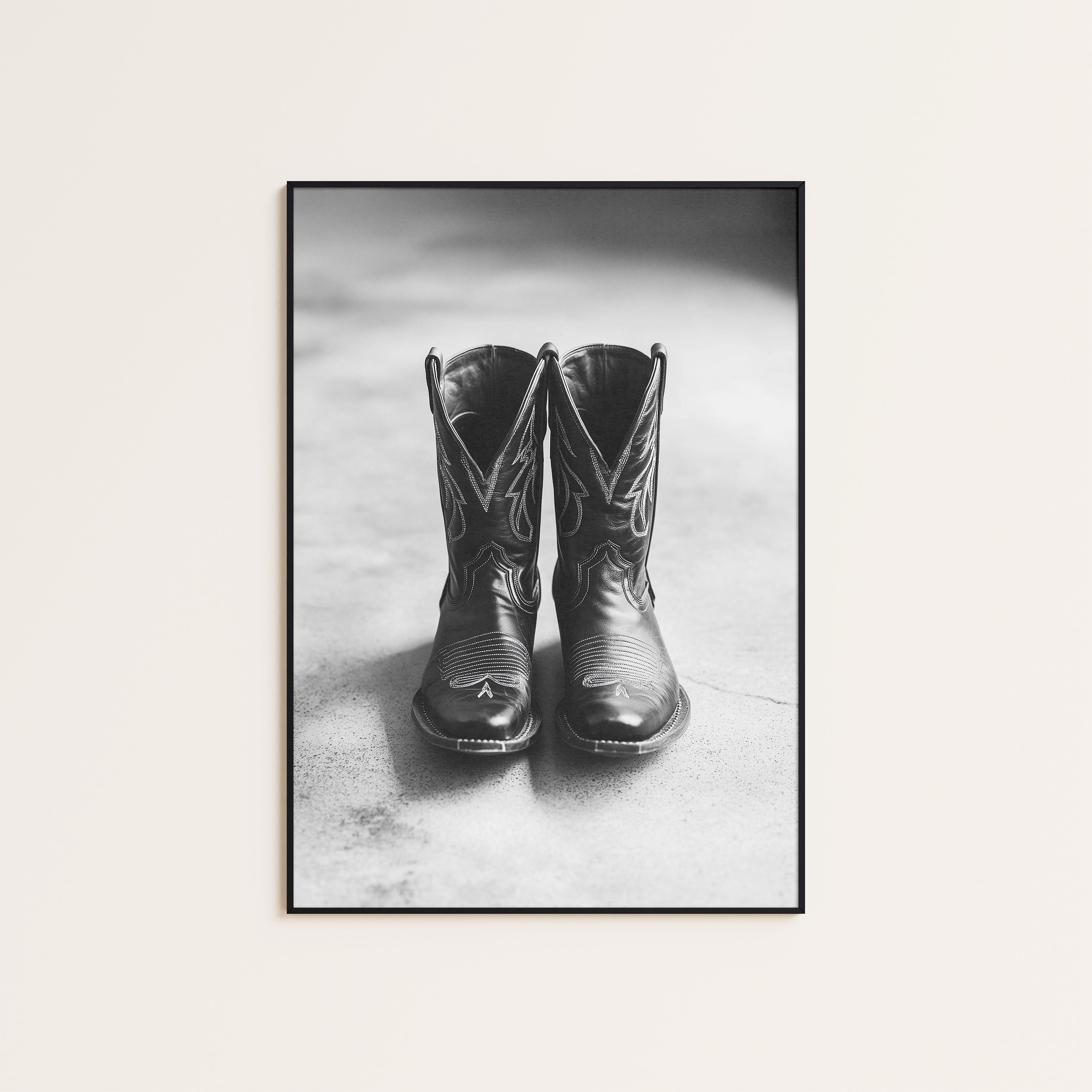 Old Boots — Monochrome Still Life Print – unframed poster