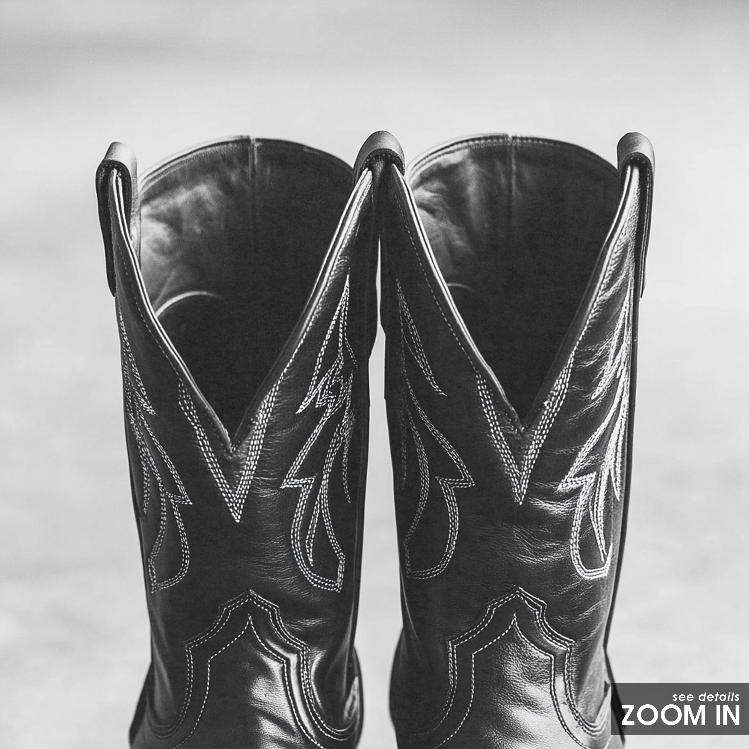 Old Boots — Monochrome Still Life Print – in room setting