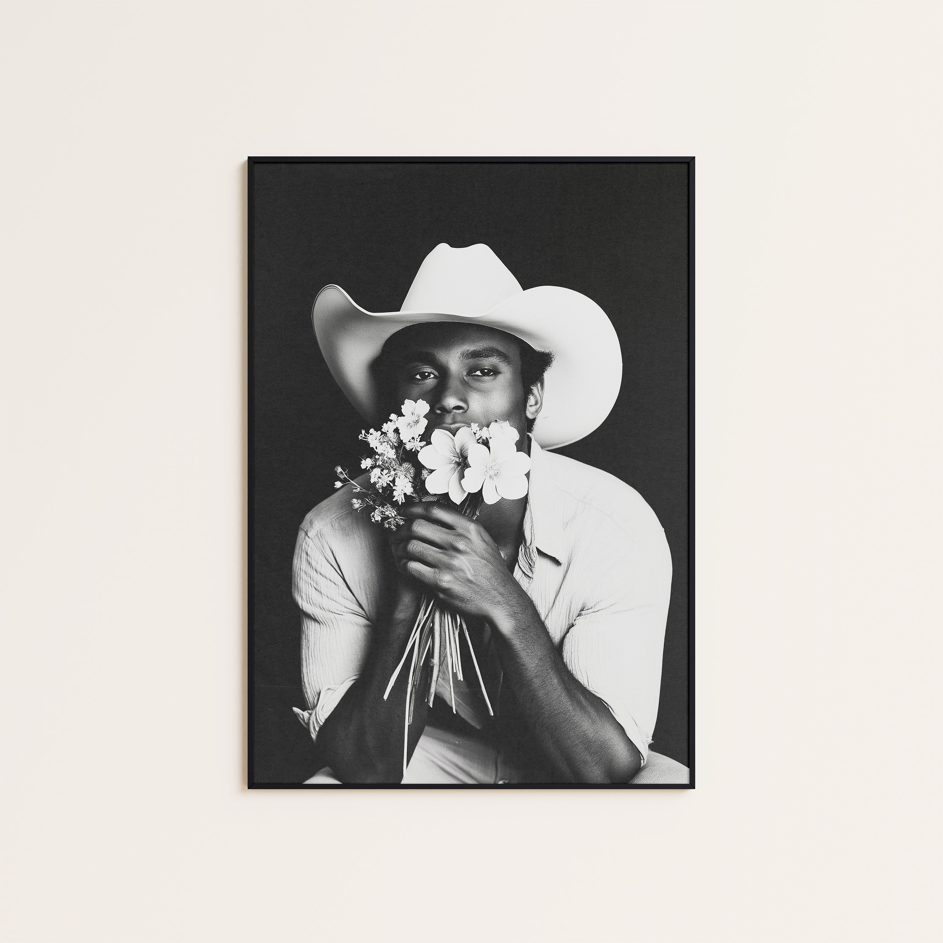 Wildflower Cowboy — Portrait Print – unframed poster