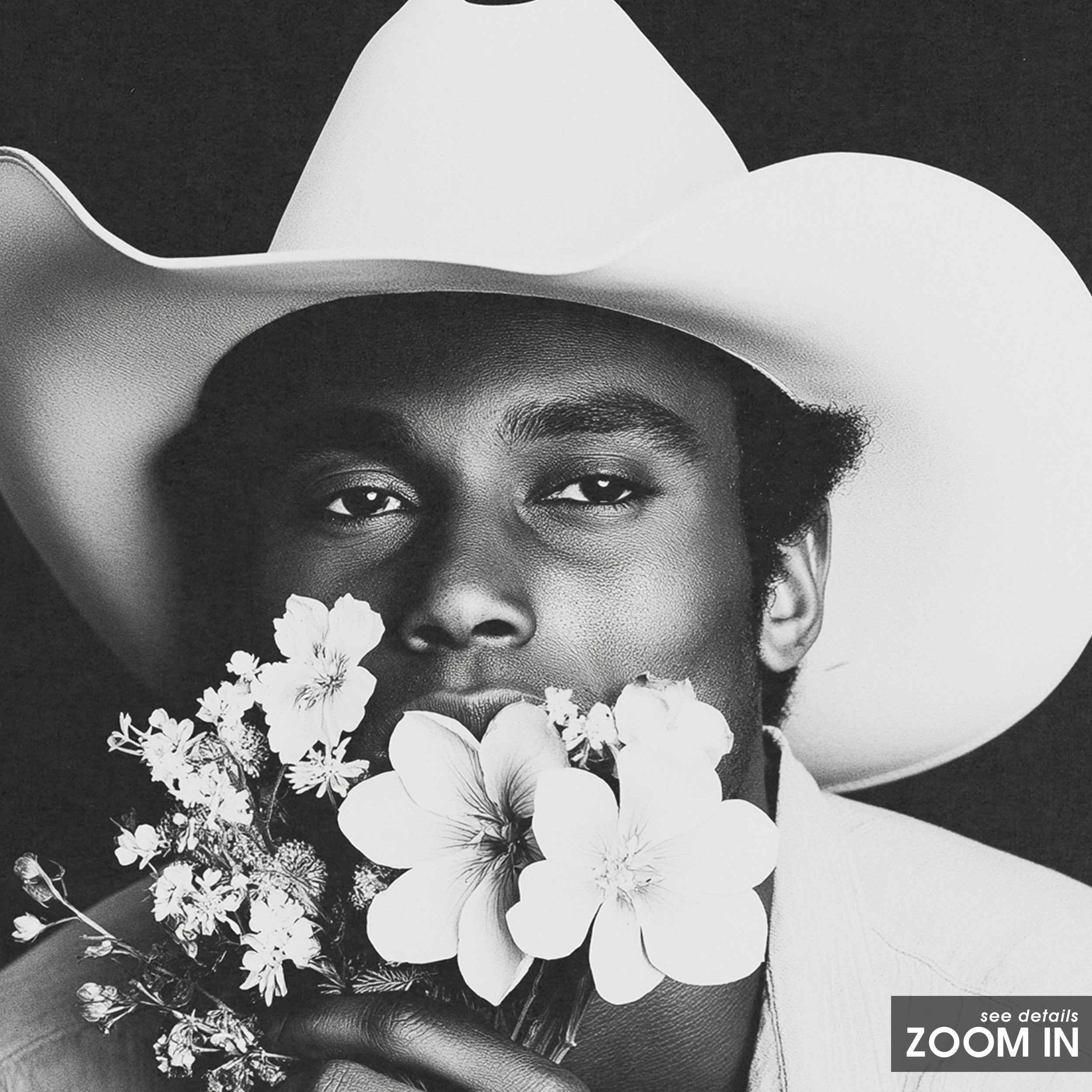 Wildflower Cowboy — Portrait Print – in room setting