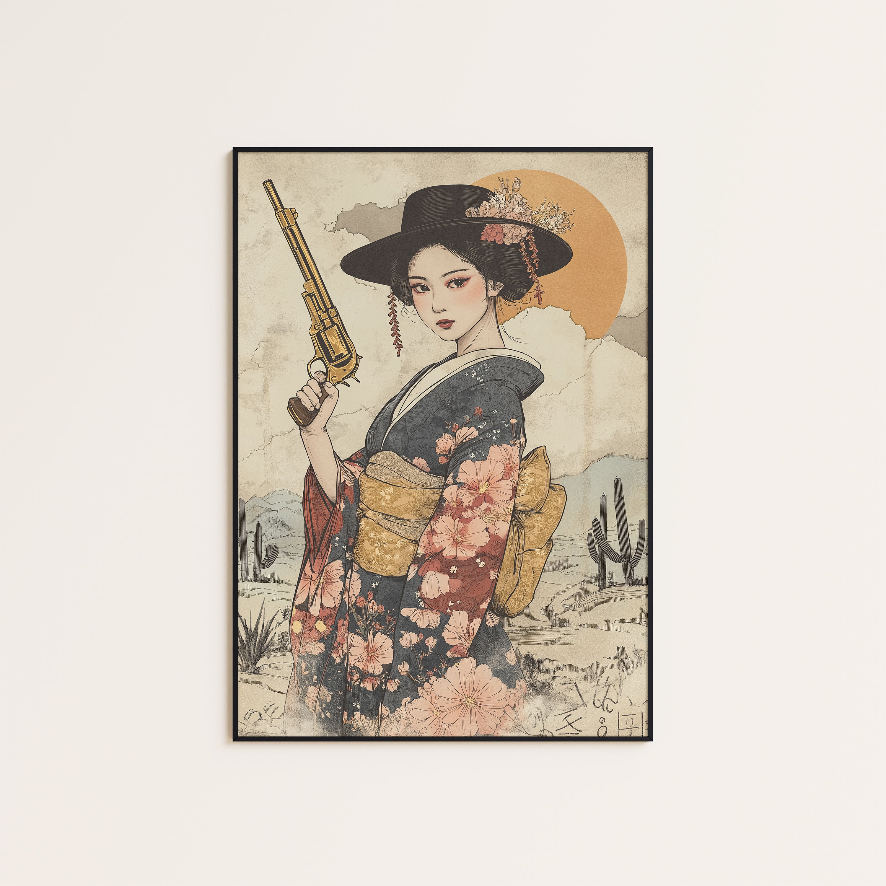 Blossom Gunslinger — Geisha Western Print – unframed poster