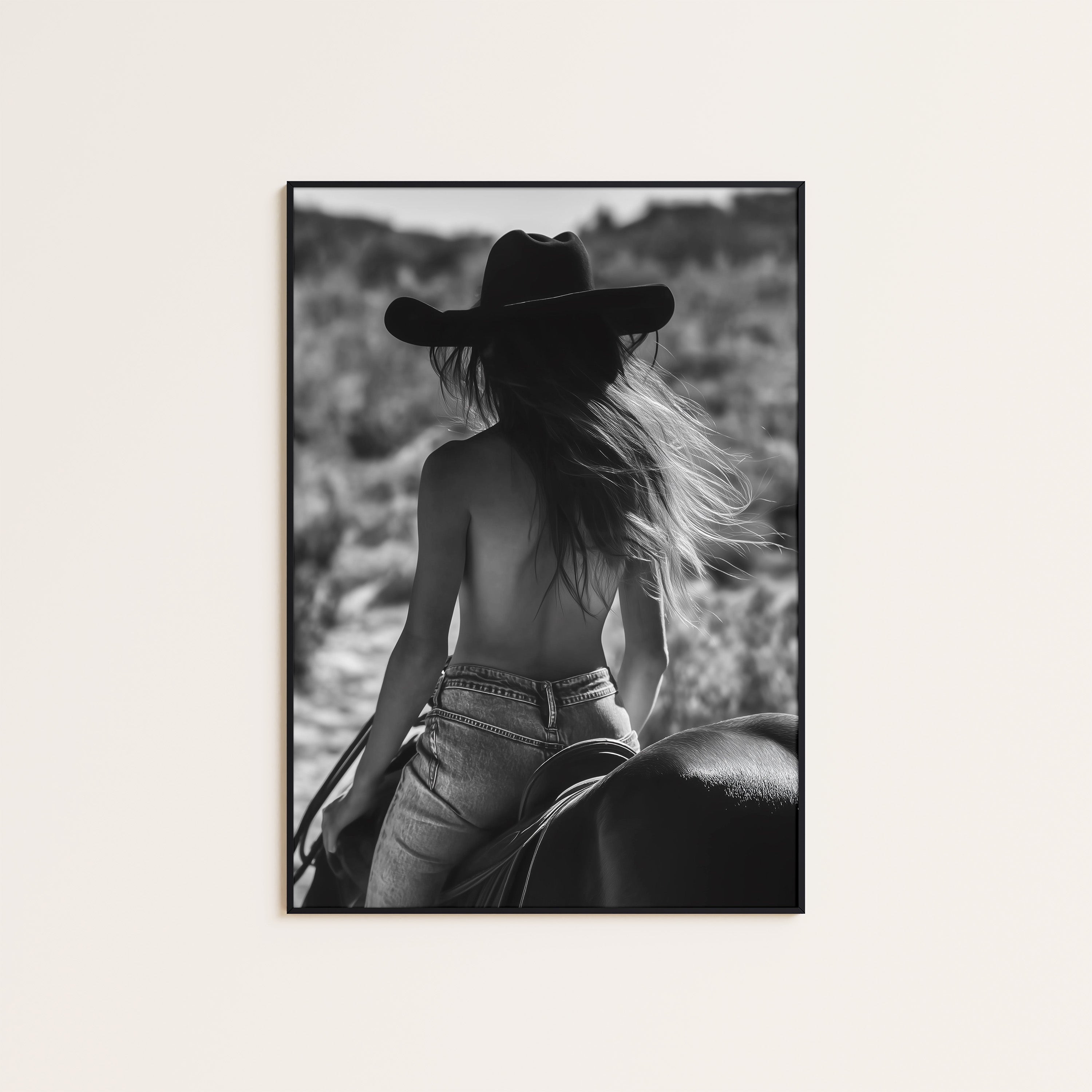 Riding Out — Cowgirl Photo Print – unframed poster