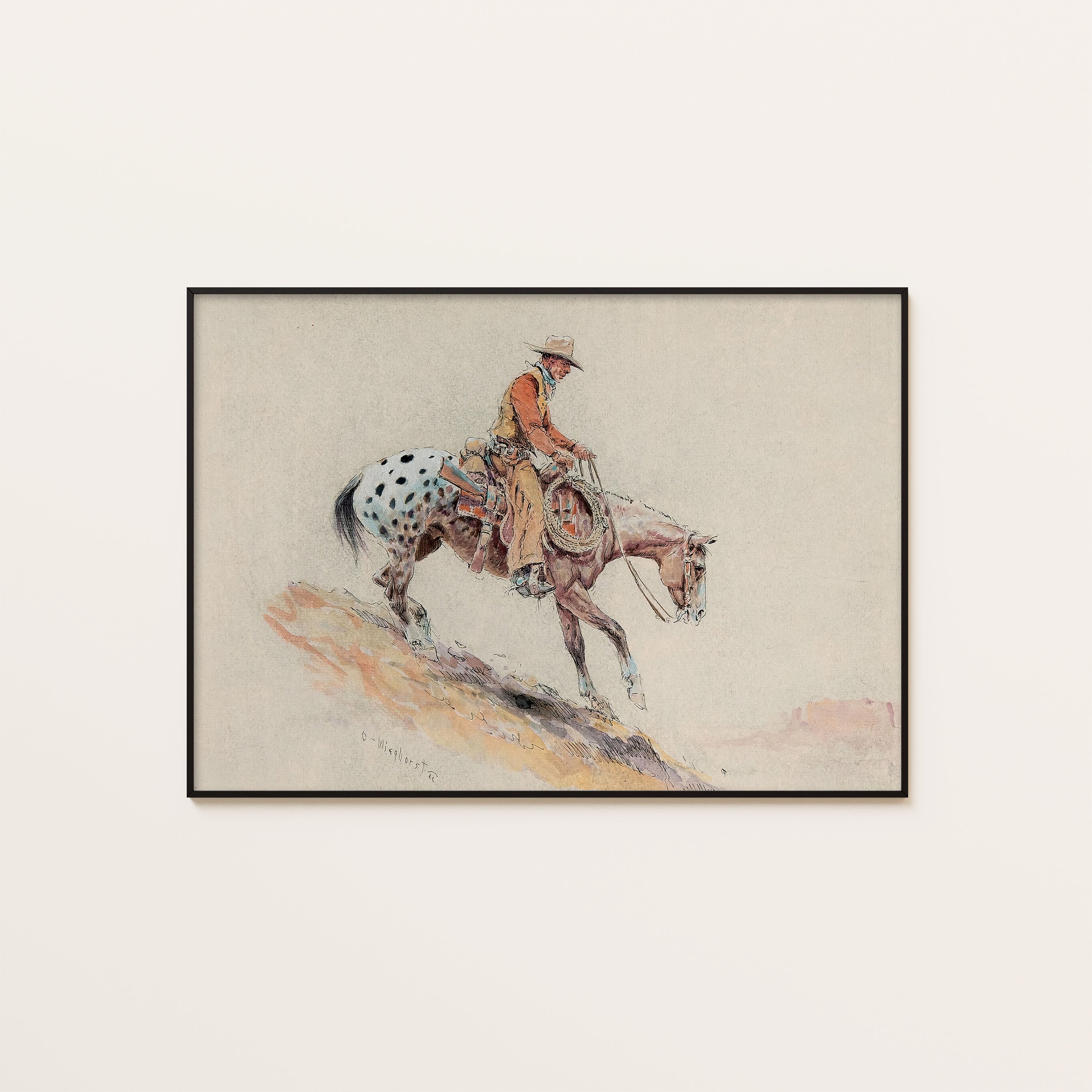 Appaloosa Descent — Watercolor Western Print – unframed poster