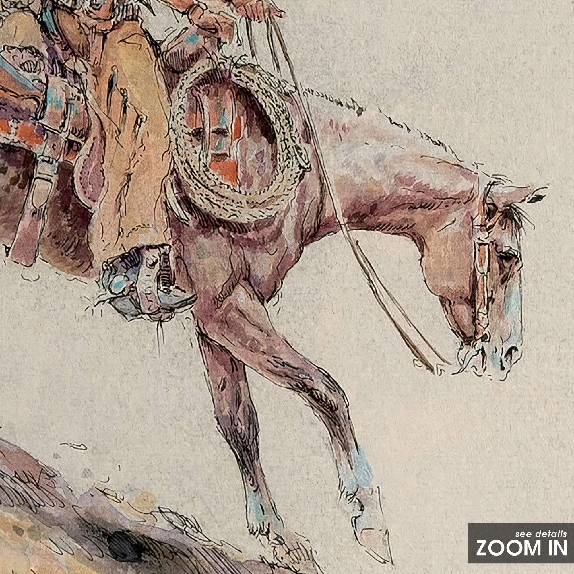 Appaloosa Descent — Watercolor Western Print – in room setting