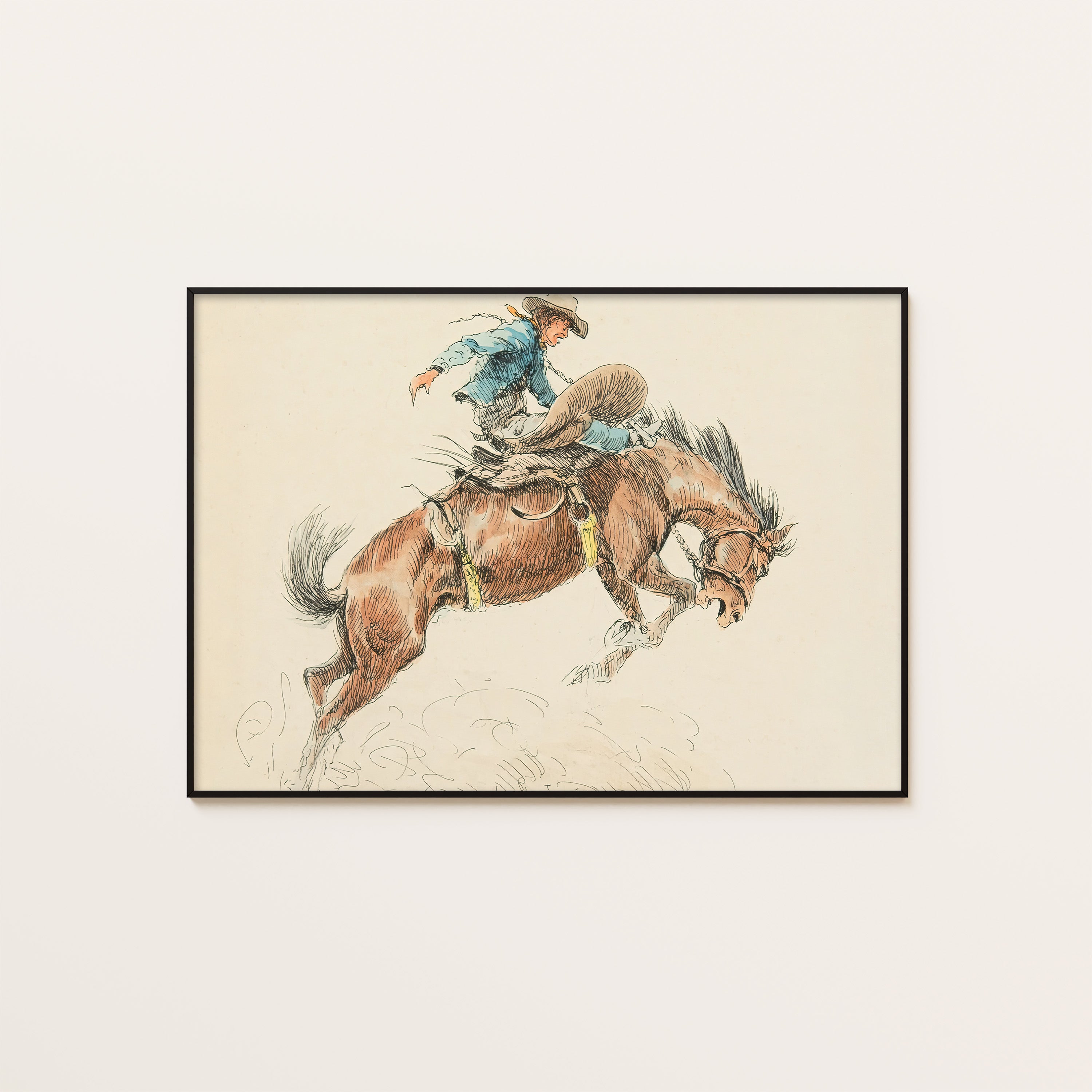 Bronc Buster — Watercolor Rodeo Print – unframed poster