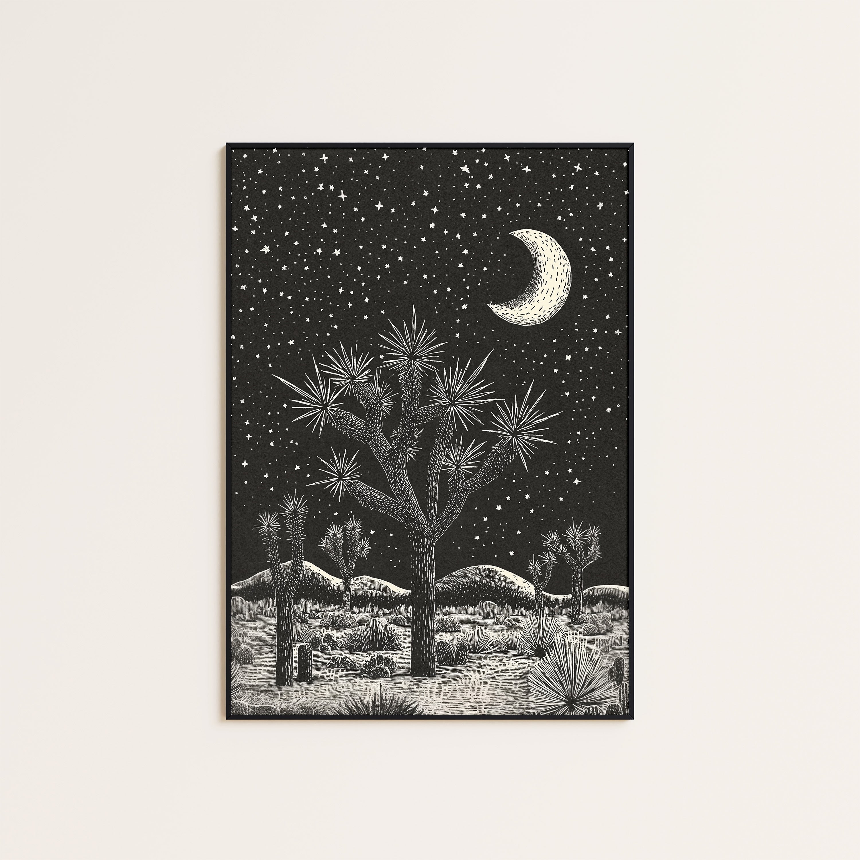 Desert Nocturne — Joshua Tree Print – unframed poster