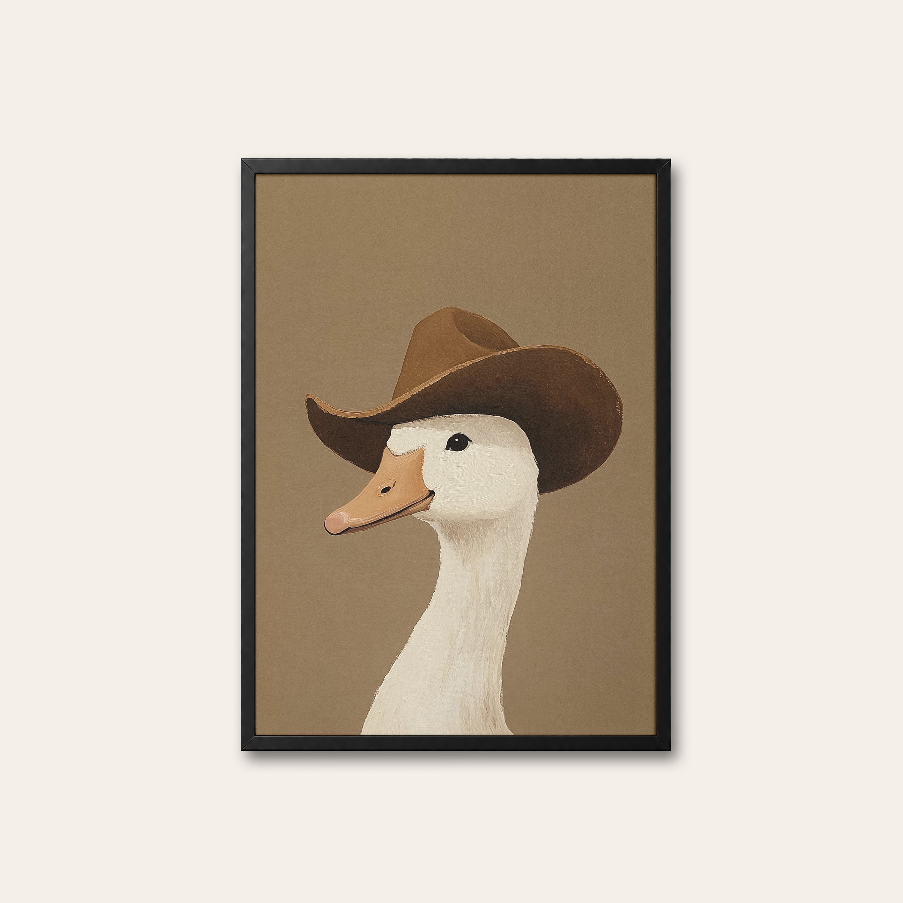 Howdy Duck — Cowboy Goose Print – black frame