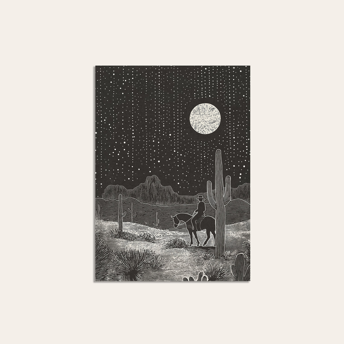Night Ride - Moonlit Desert Print - unframed print