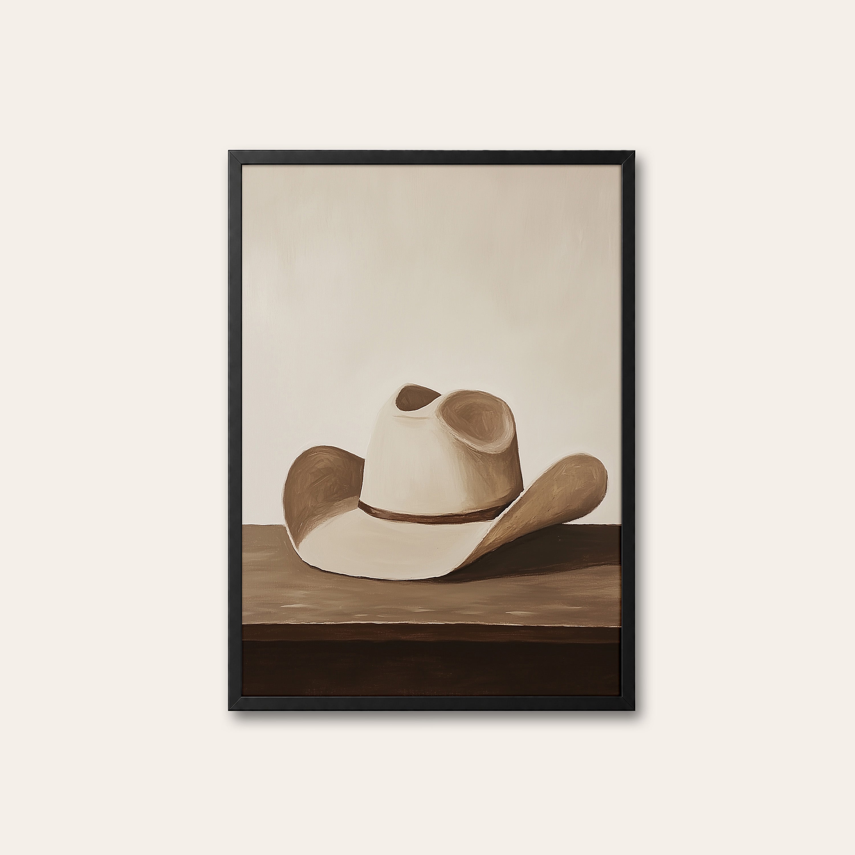 The Hat — Minimal Still Life Print – black frame