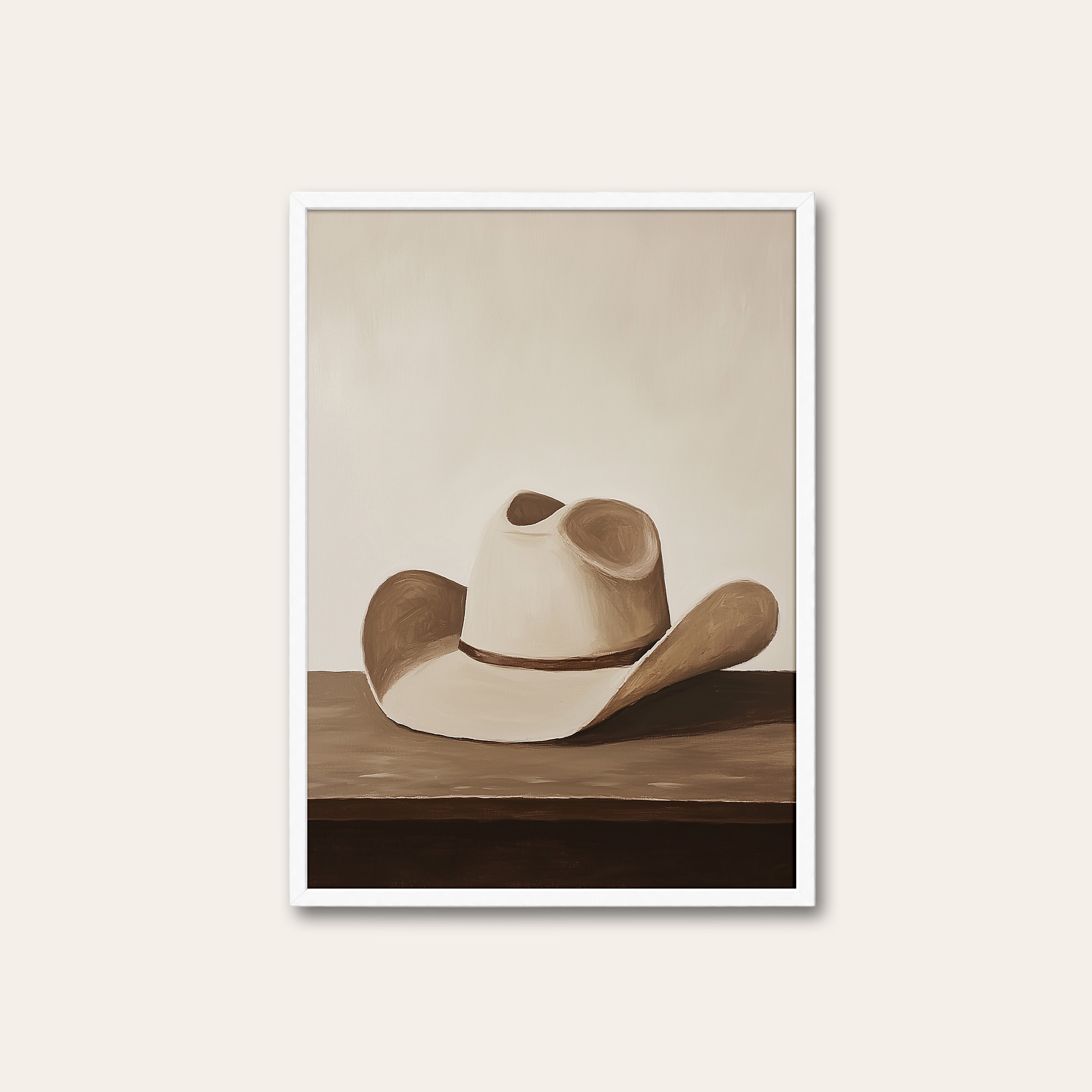 The Hat — Minimal Still Life Print – white frame