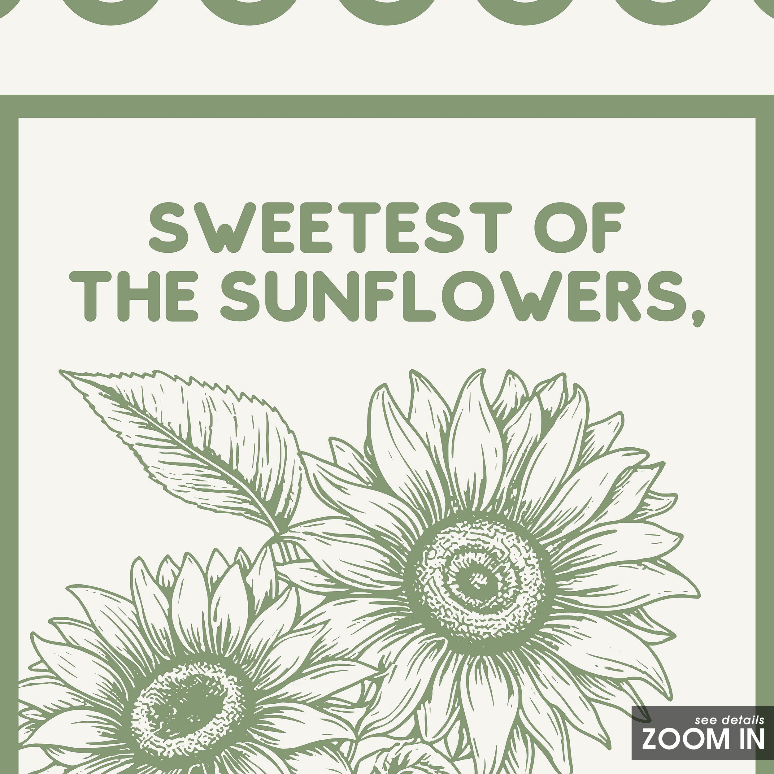 Sweetest of the Sunflowers — Stamp Print – in room setting