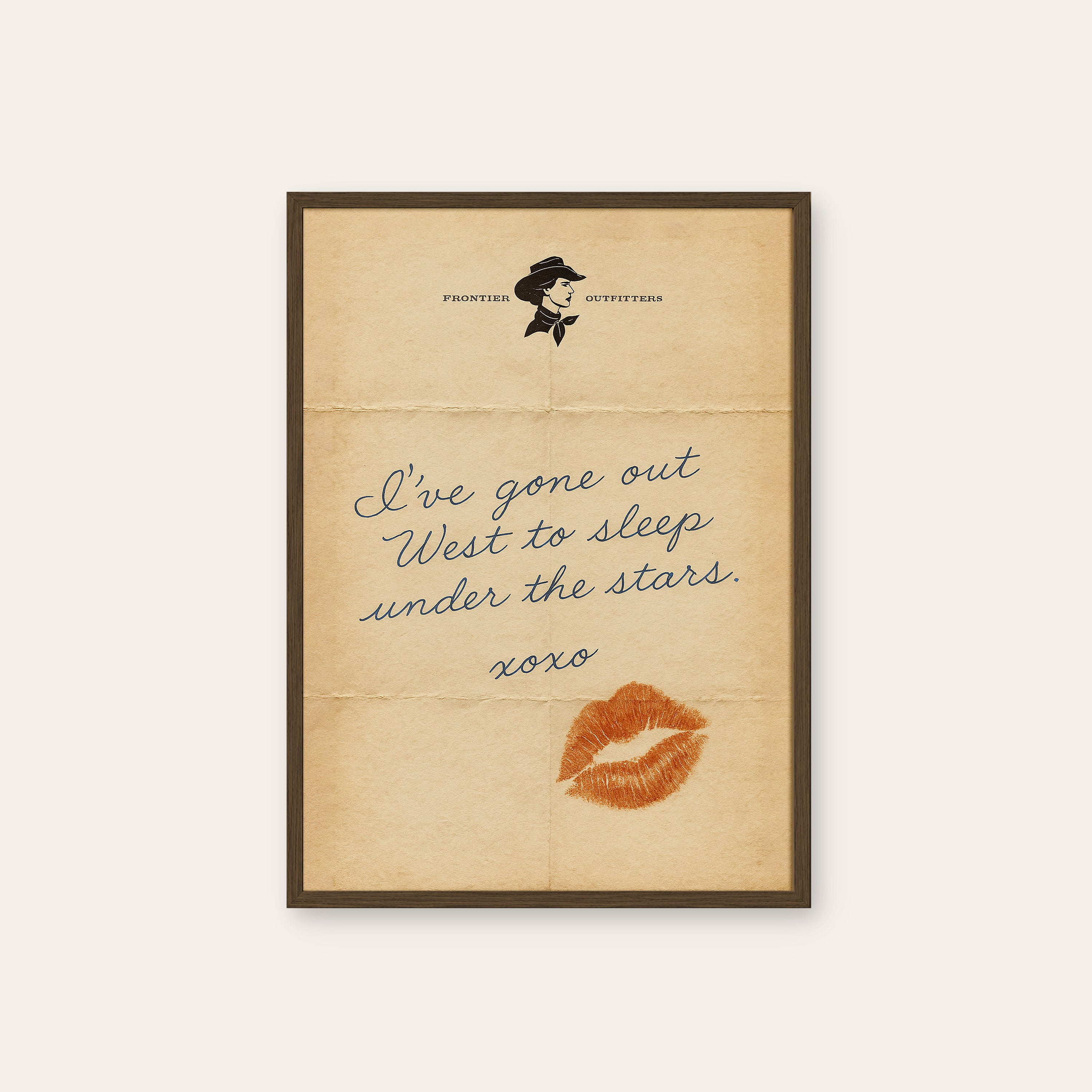 Under the Stars — Kiss Print – dark wood frame