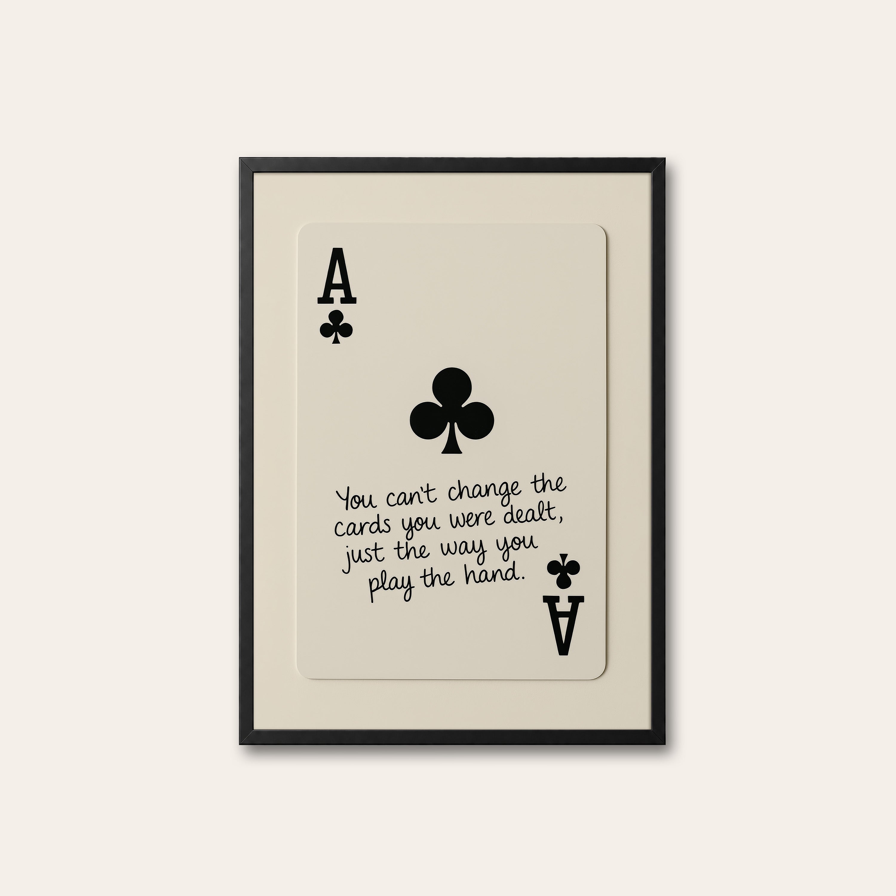 Play the Hand — Ace Card Print – black frame