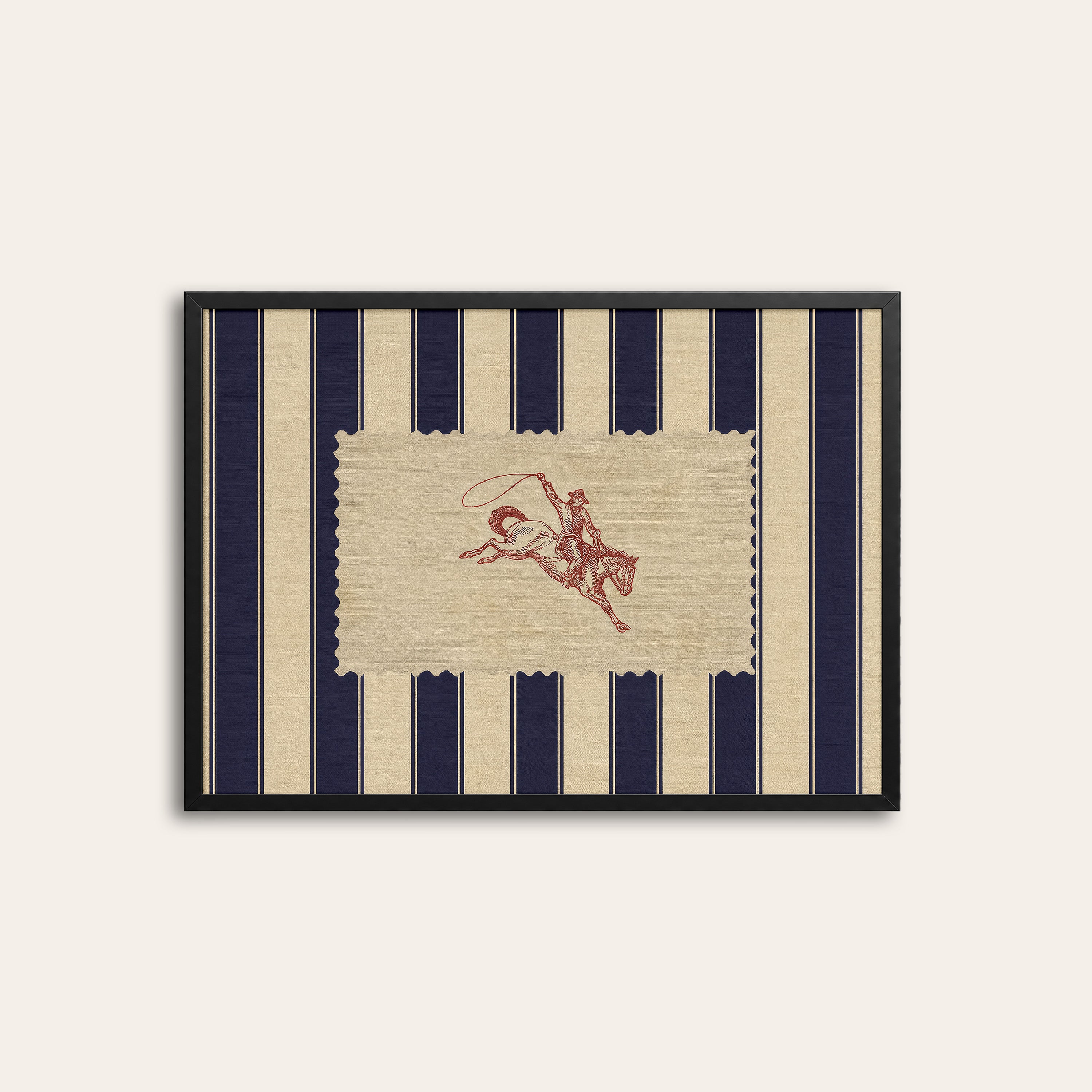 Lasso Rider — Western Stripe Art Print – black frame