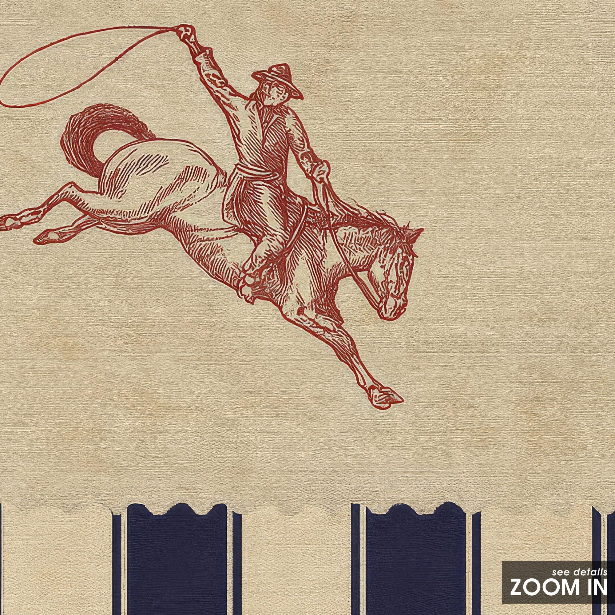 Lasso Rider — Western Stripe Art Print – in room setting