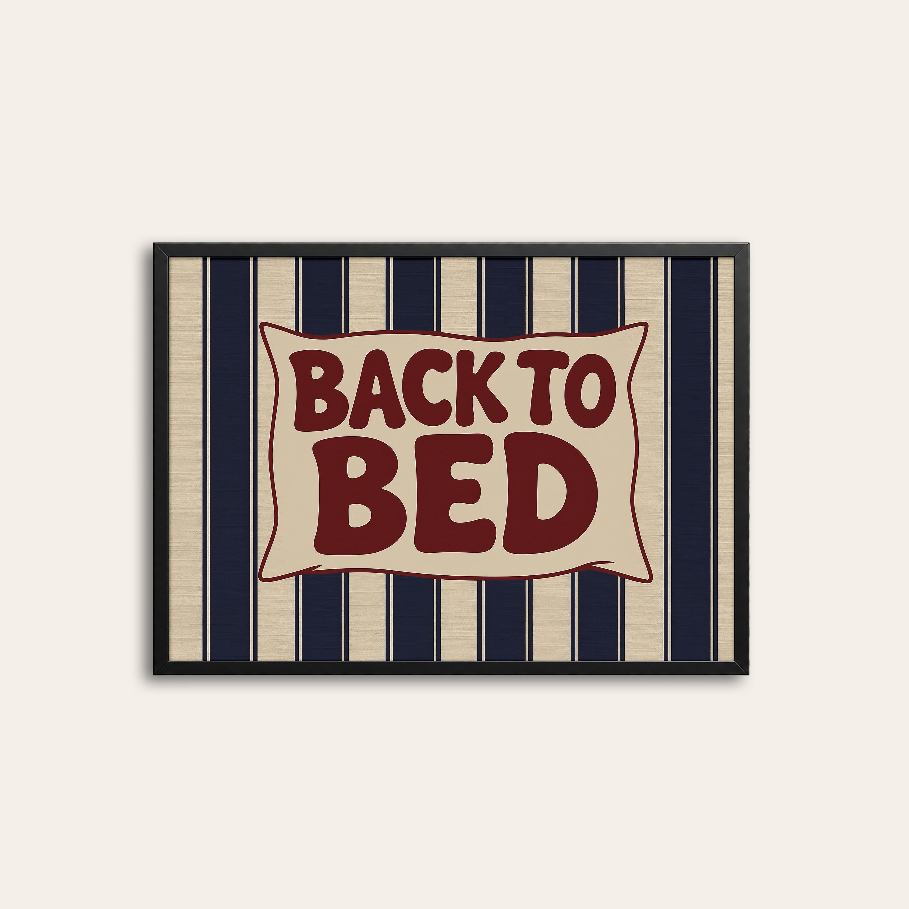 Back to Bed — Pennant Stripe Print – black frame