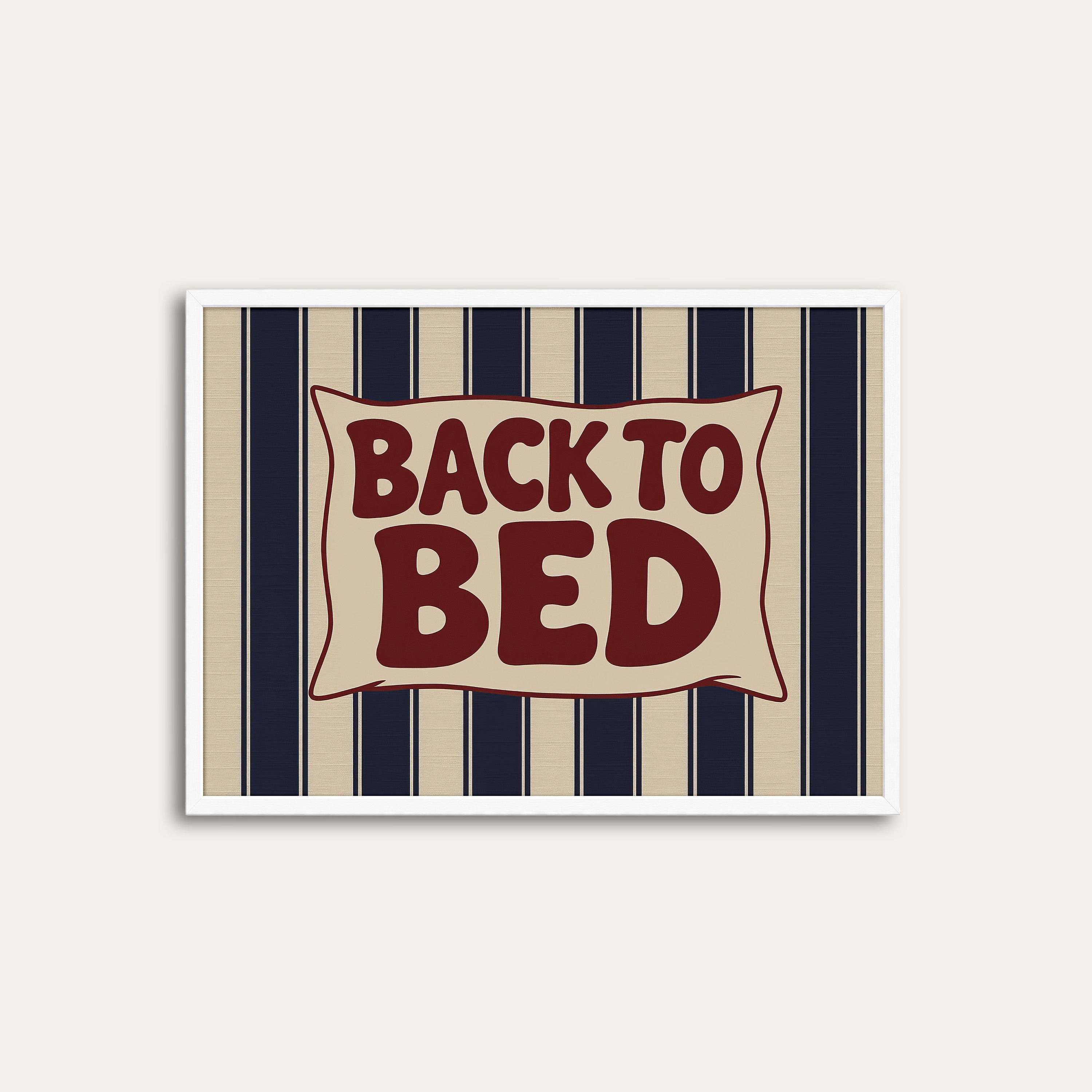 Back to Bed — Pennant Stripe Print – white frame