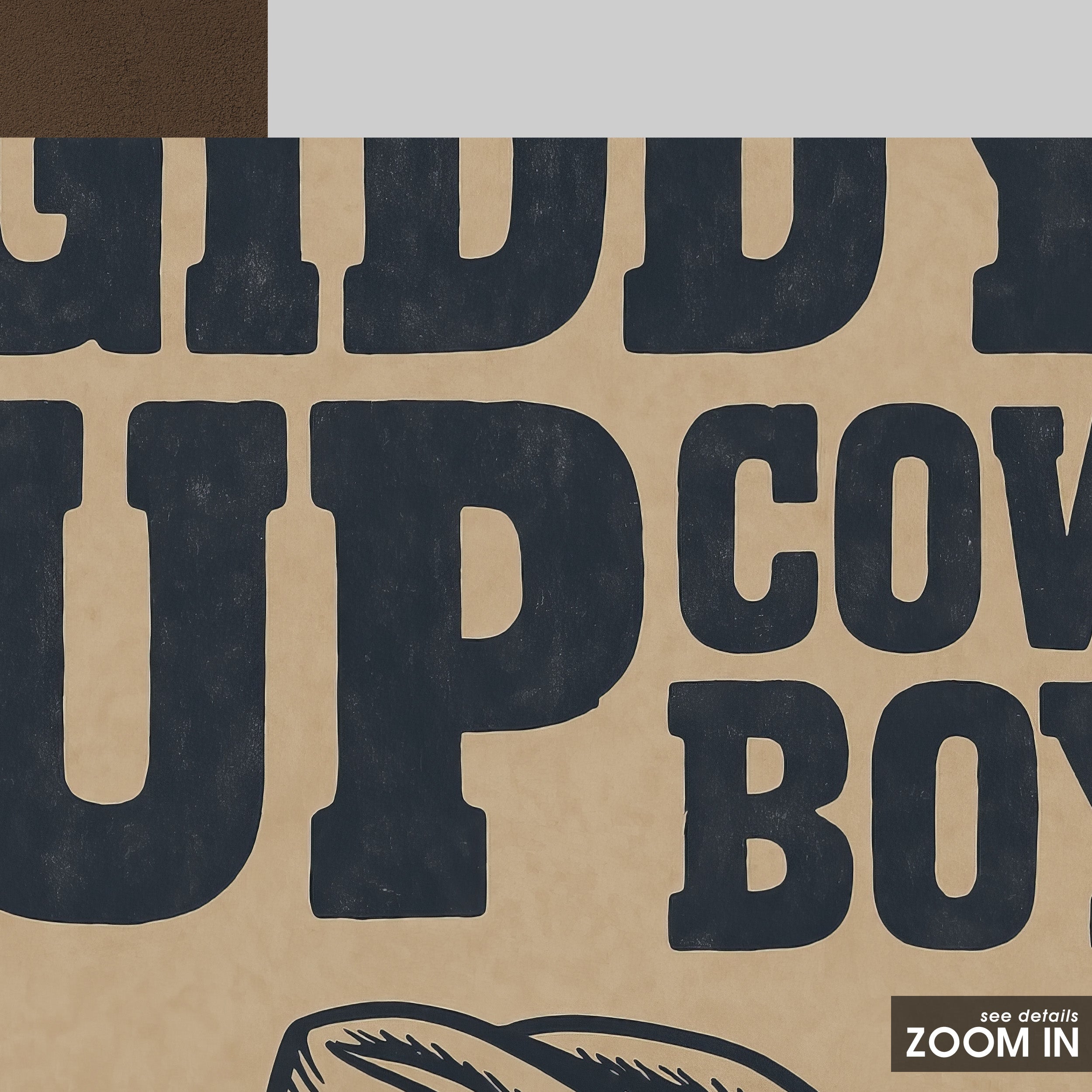 Giddy Up Cowboy — Kraft Type Print – in room setting