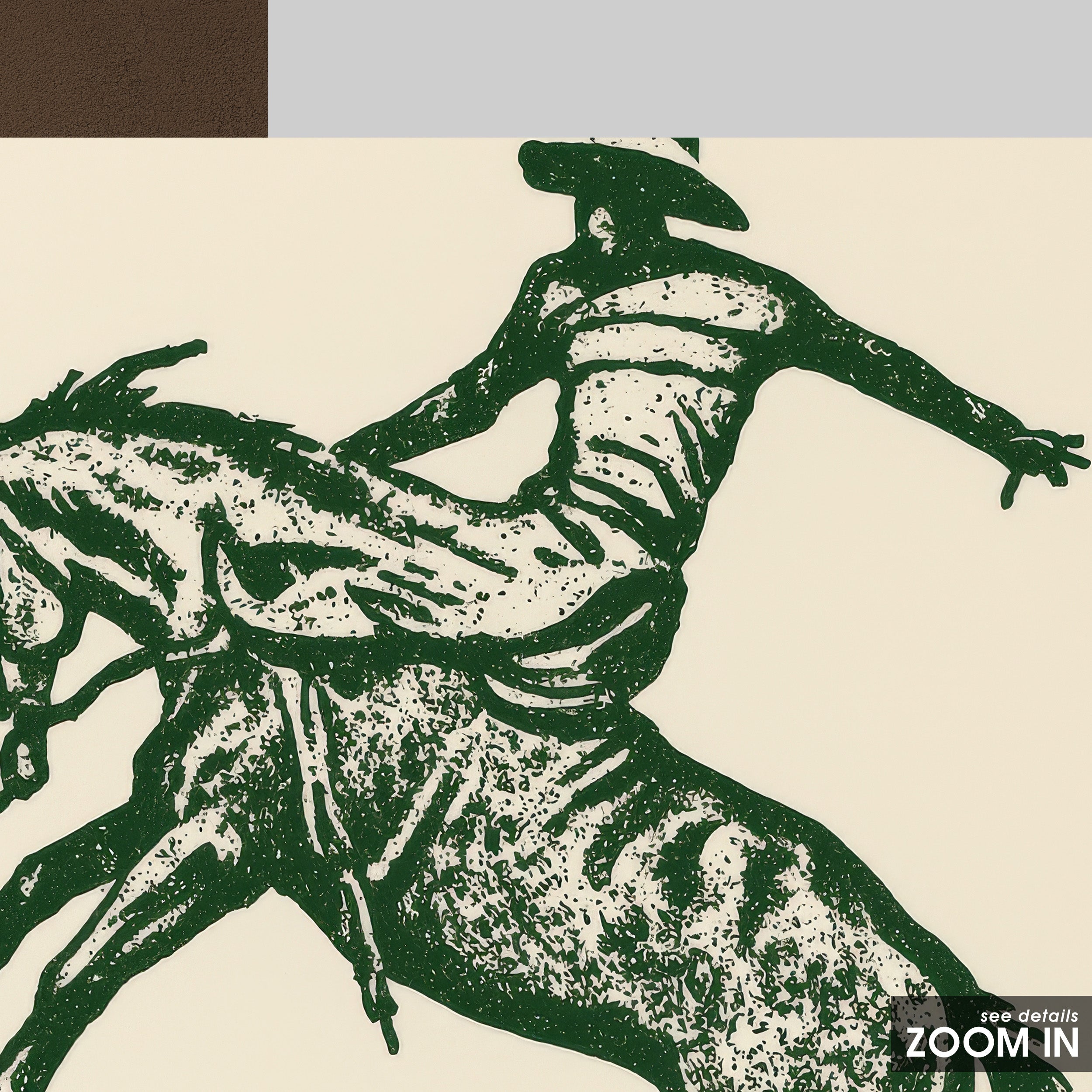 Green Bronc — Engraved Rodeo Print – in room setting
