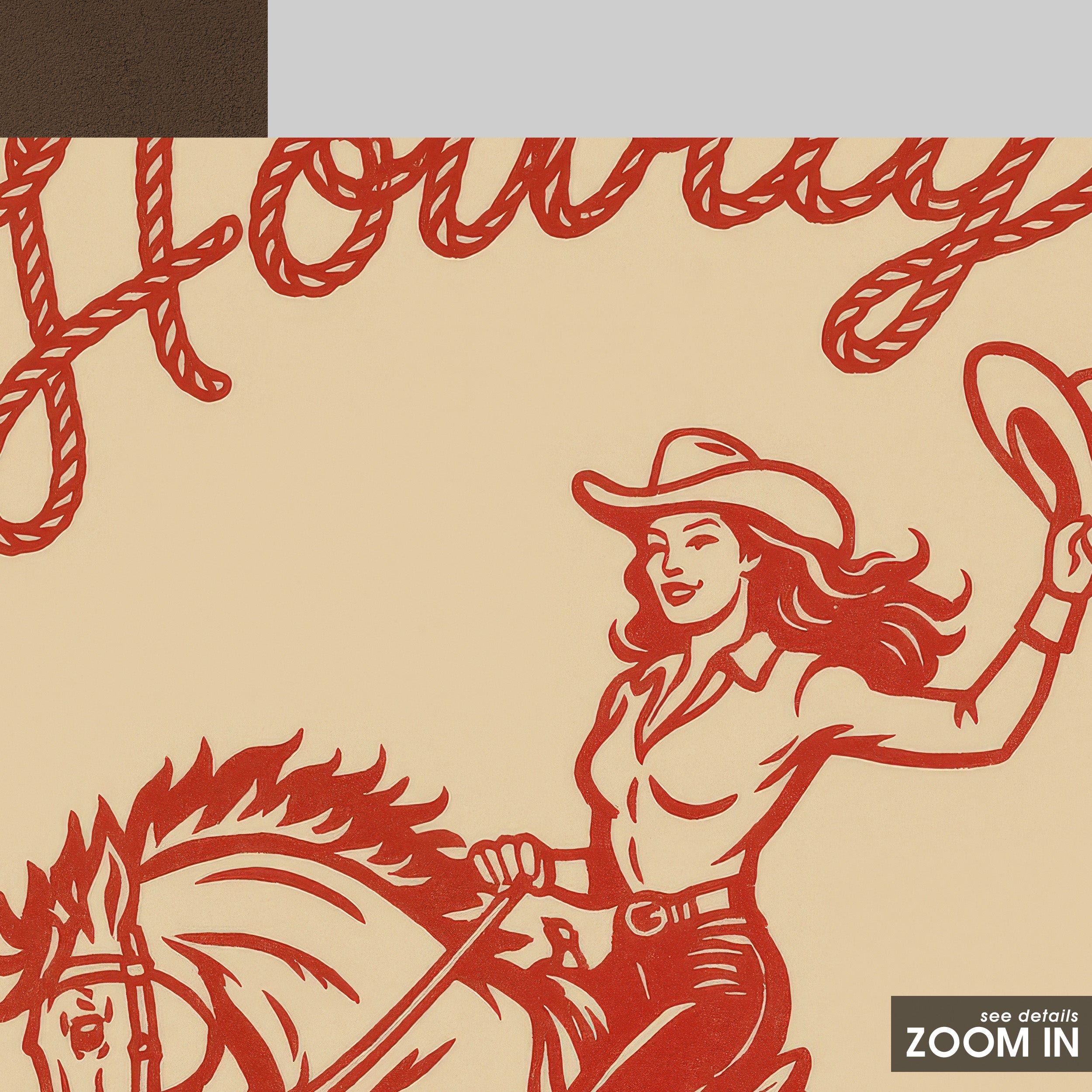 Howdy — Red Rodeo Script Print – in room setting