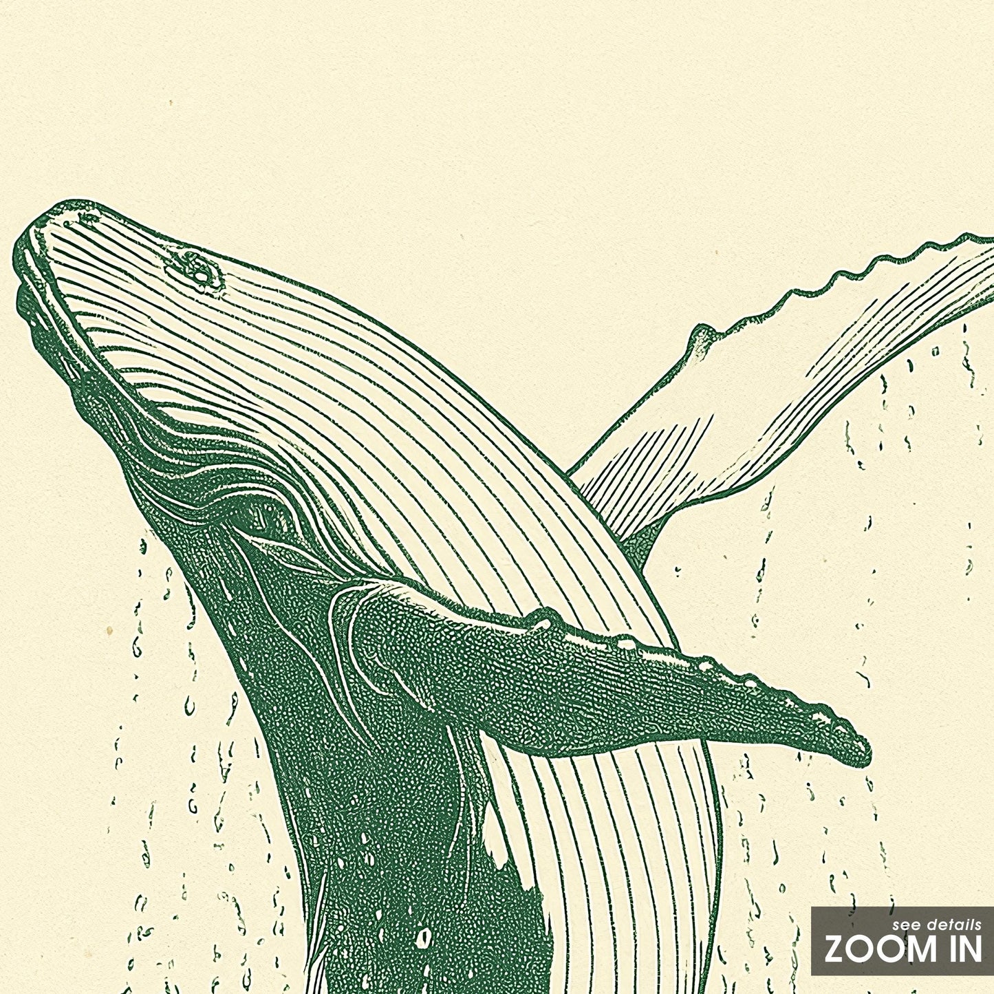 Whale Line Art Poster – Minimal Nature Print, Vintage Ocean Illustration