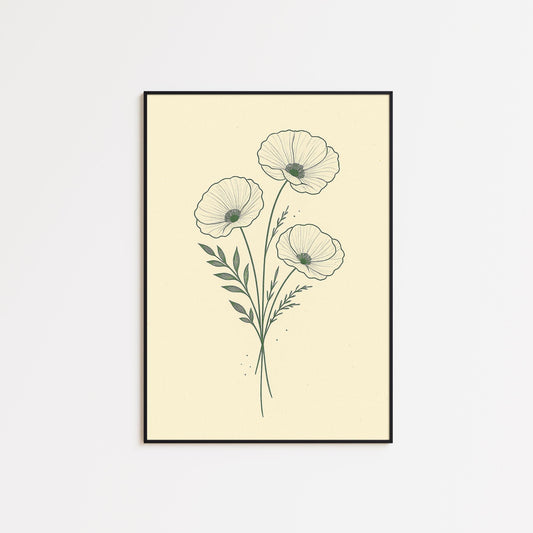 Botanical Line Art – Minimalist Floral Wall Print