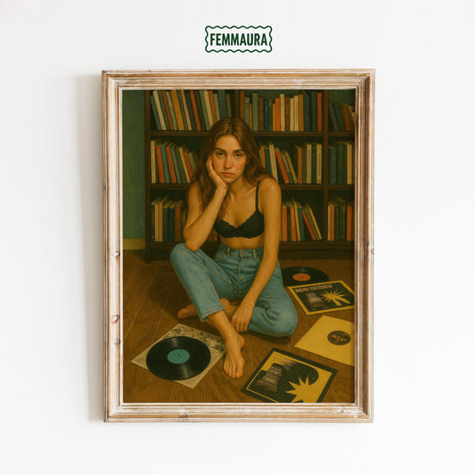 Vintage Vinyl Records Poster – Retro Music Wall Art | Cozy Library Print