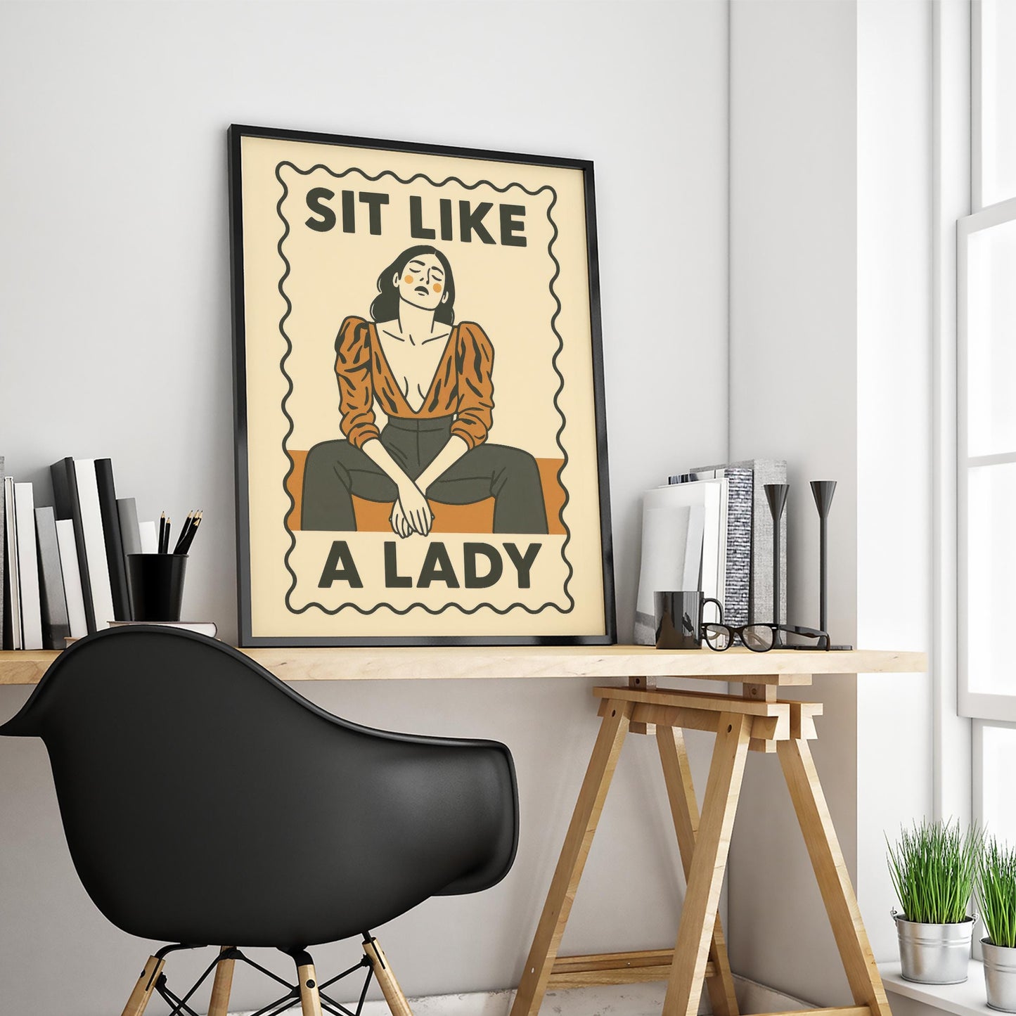 Feminist Retro Wall Art – Earth Tone Poster With Bold Femme Power Print