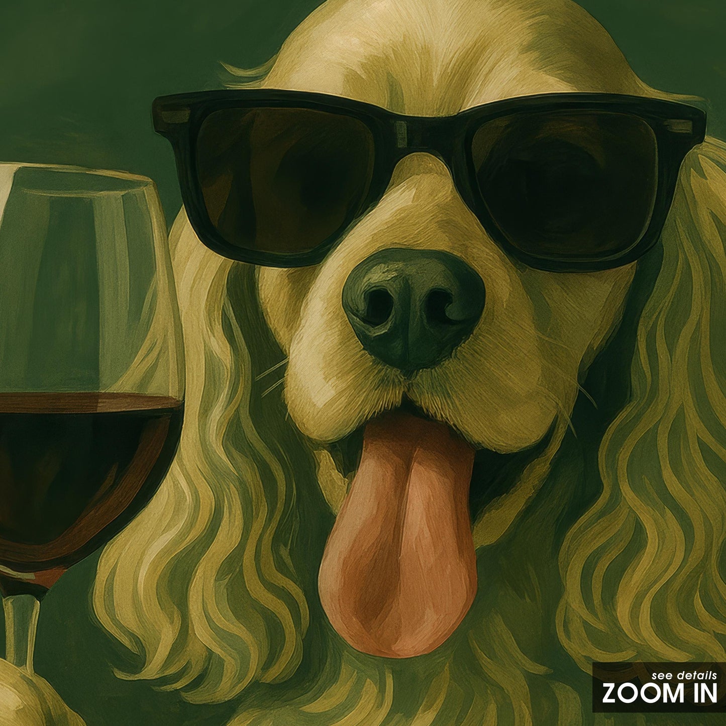 Funny Dog Wall Art – Playful Dog Poster With Wine Glass | Cozy Home Decor