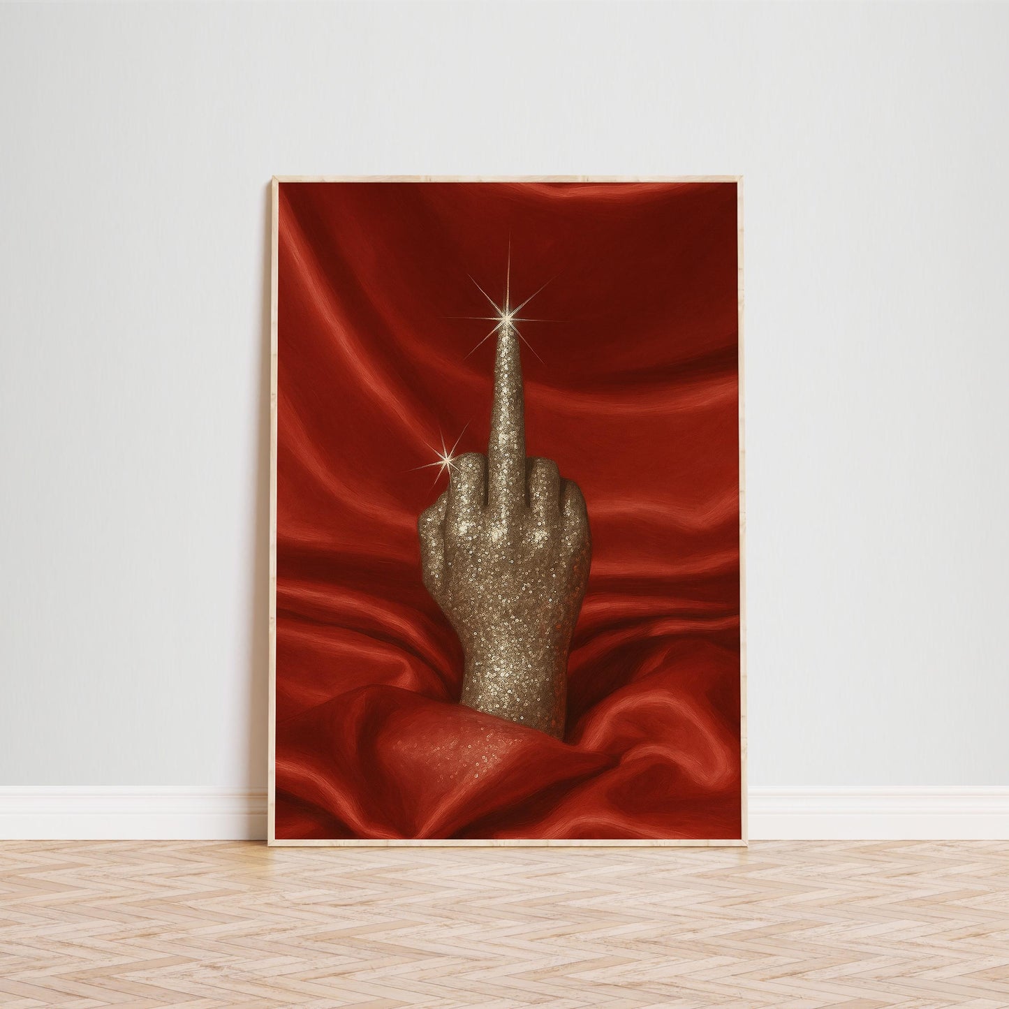 Bold Feminine Wall Art – Glitter Gold Feminist Attitude Poster | Sassy Statement Decor