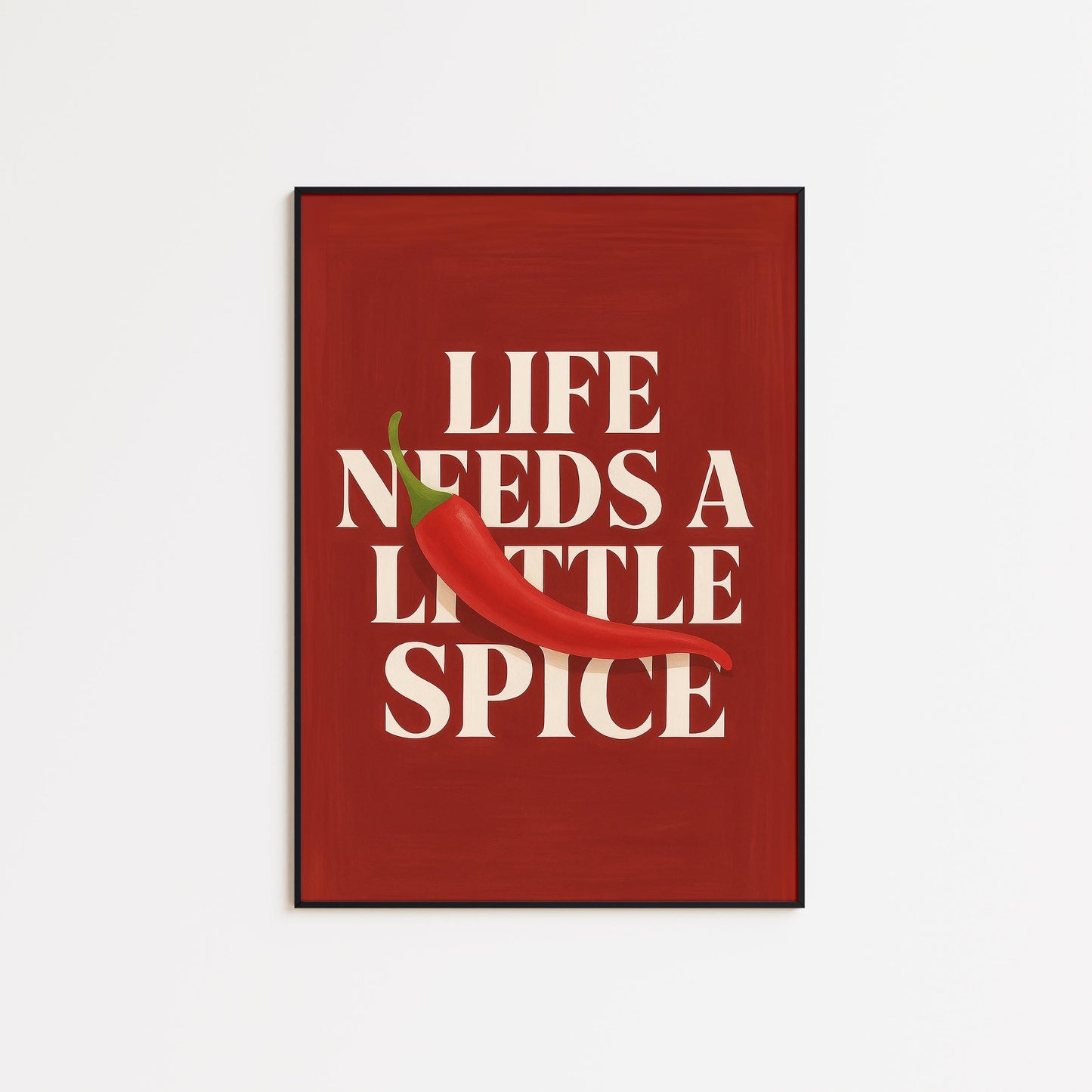 Retro Kitchen Poster – Bold Red Wall Art With Spicy Chili Pepper Design