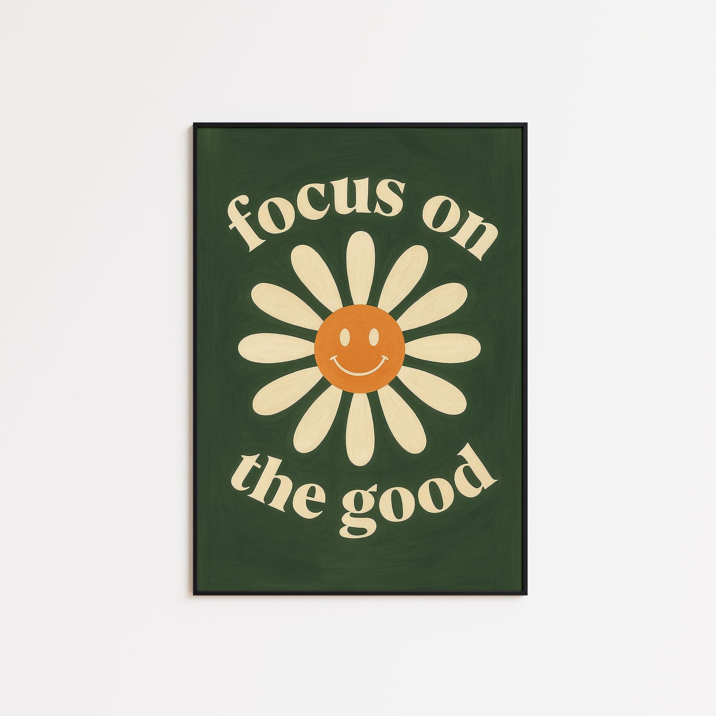 Retro Flower Poster – Motivational Wall Art With Smiley Daisy & Vintage Typography