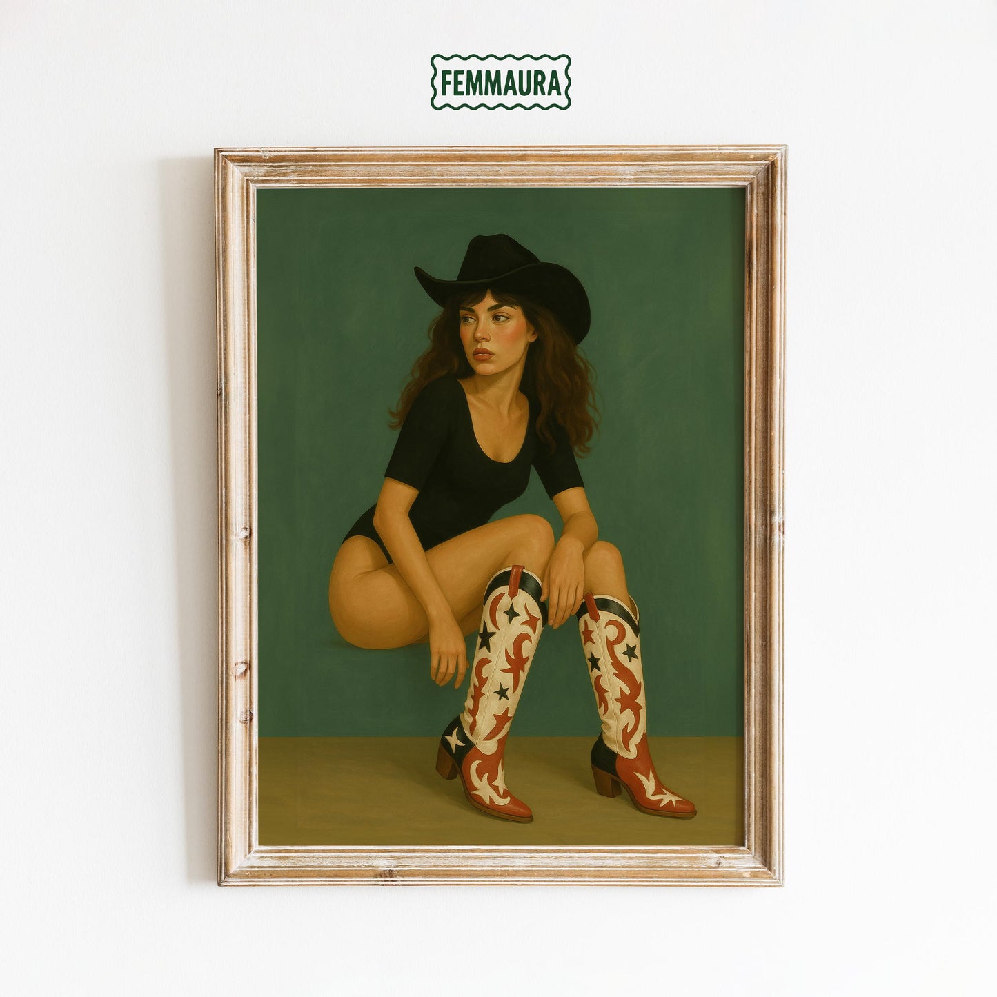 Cowgirl Squat Poster – Retro Western Wall Art With Bold Cowgirl Boots Print