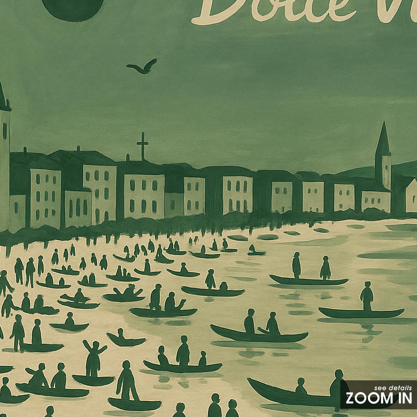 Vintage Italian Beach Poster – Mediterranean Coastal Art | Retro Summer Wall Print