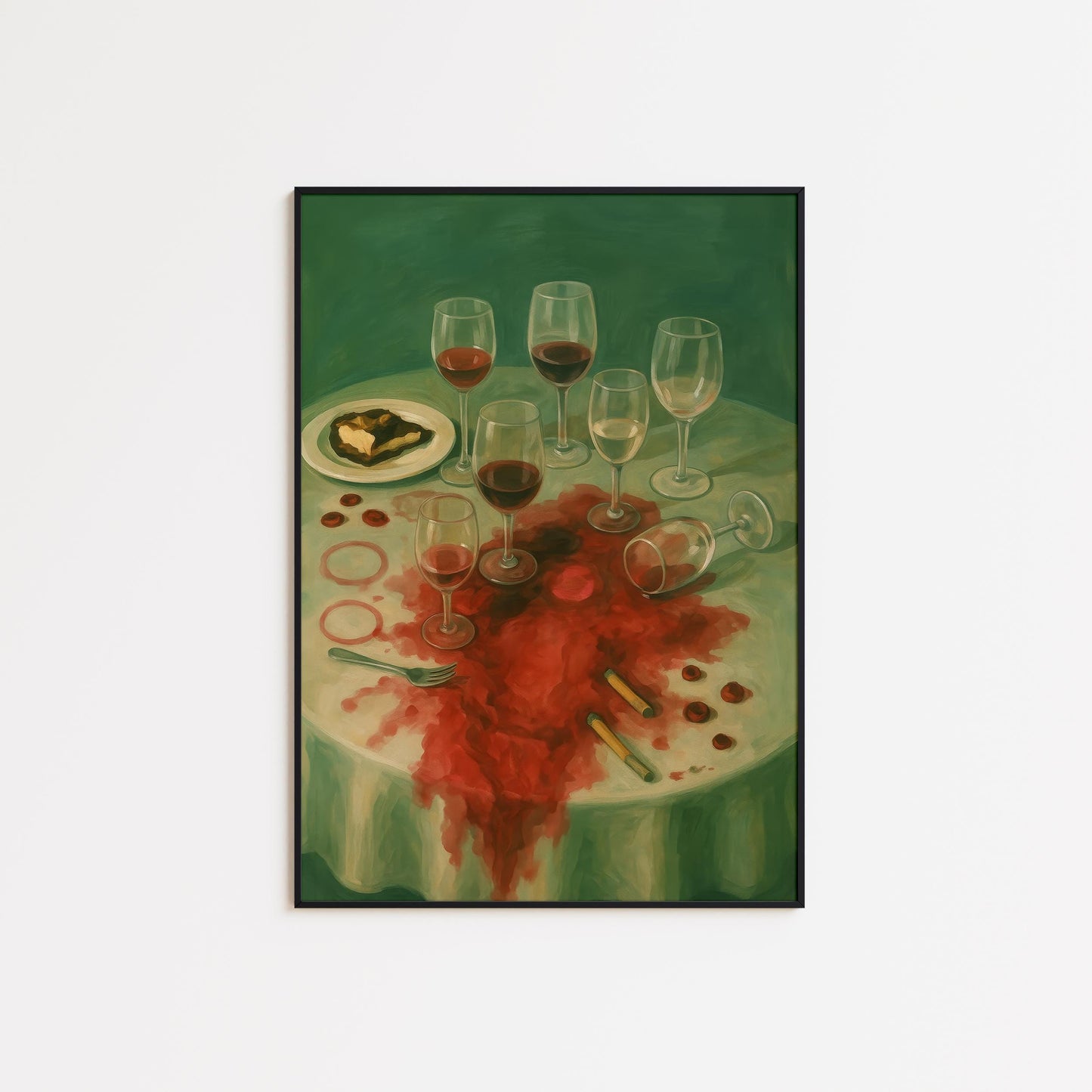 Wine Spill Art – Dramatic Dining Table Art With Moody Kitchen Decor