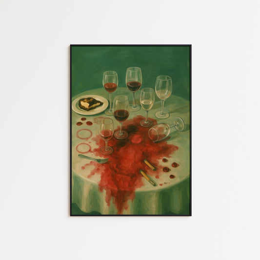 Wine Spill Art – Dramatic Dining Table Art With Moody Kitchen Decor
