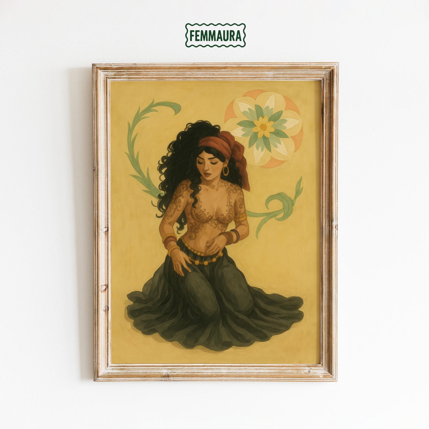 Bohemian Wall Art – Mystical Feminine Gypsy Woman Poster | Vintage Earth Tone Print