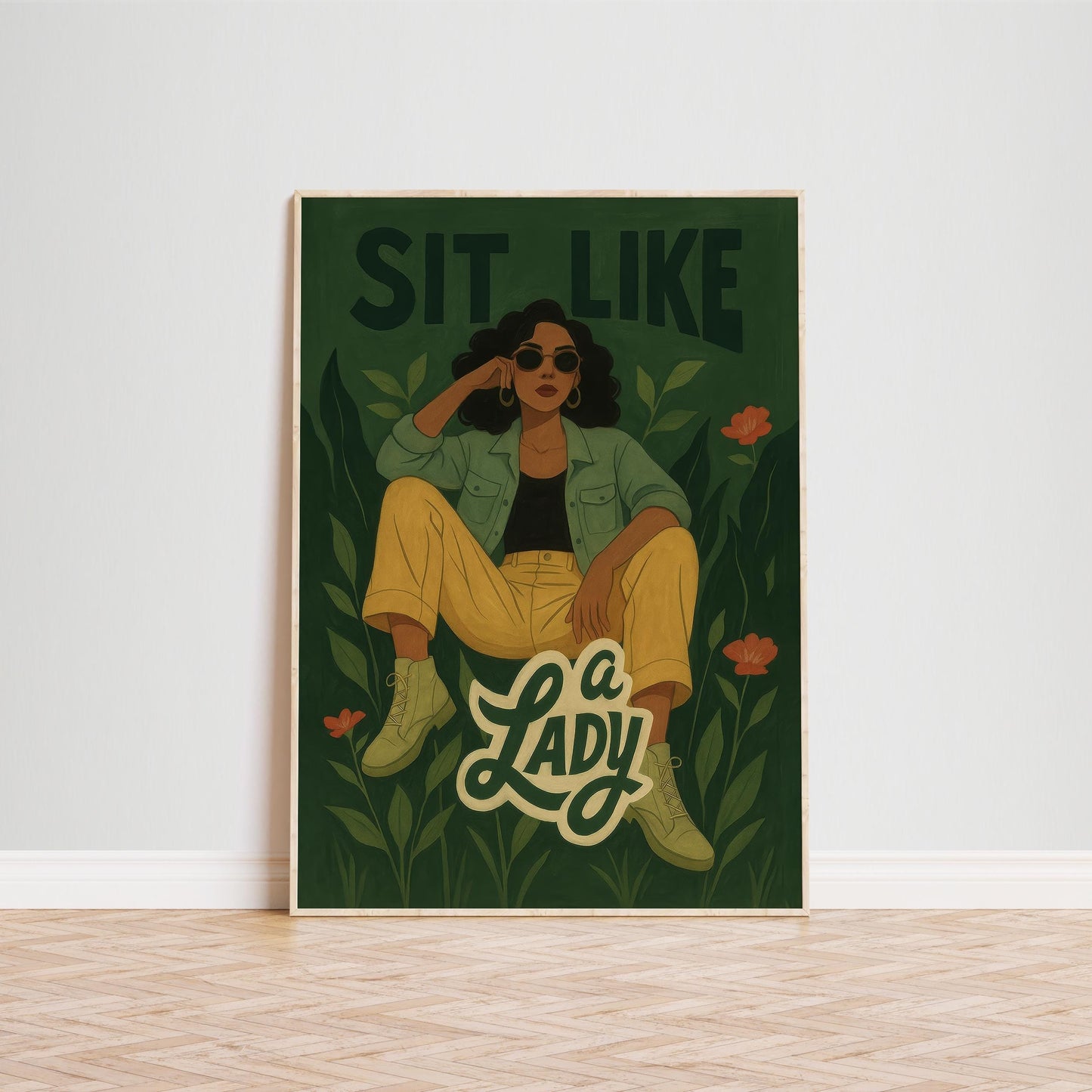 Feminine Empowerment Wall Art – Bold Feminist Poster With Greenery & Typography