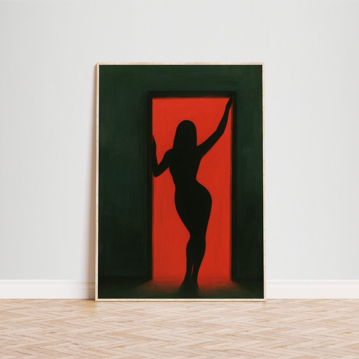 Red Door Silhouette Poster – Bold Feminist Minimalist Wall Art