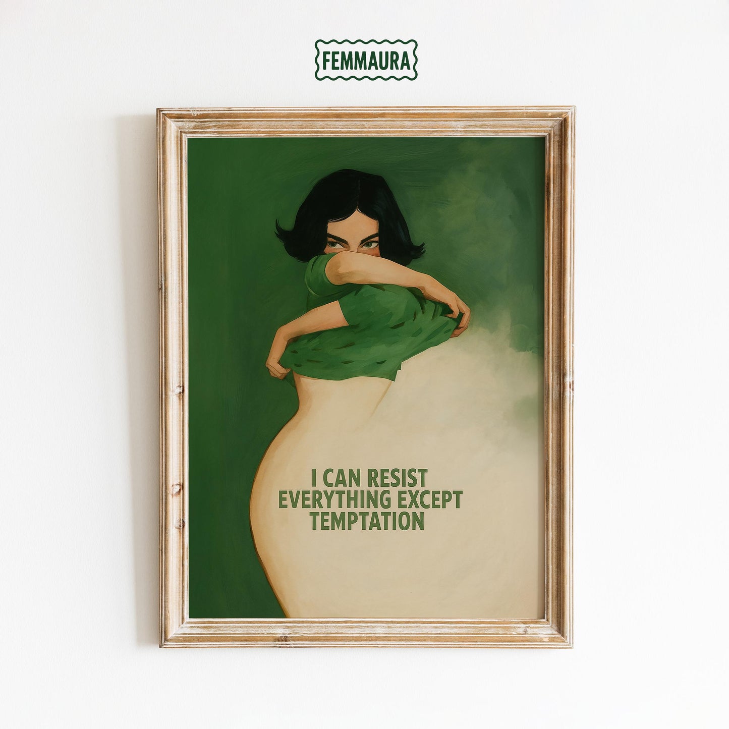 Feminine Art Print – Bold Green Minimalist Poster | Sensual Wall Art