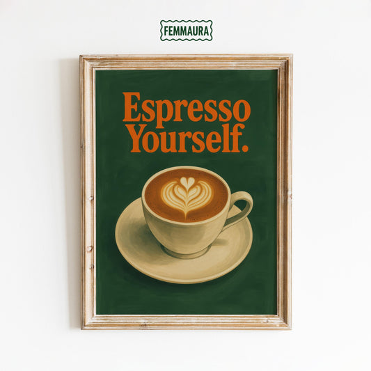 Espresso Coffee Poster – Funny Kitchen Wall Art | Retro Coffee Decor Print