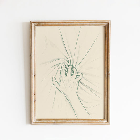 Hand in Sheets Poster – Minimal Sensual Line Art Print