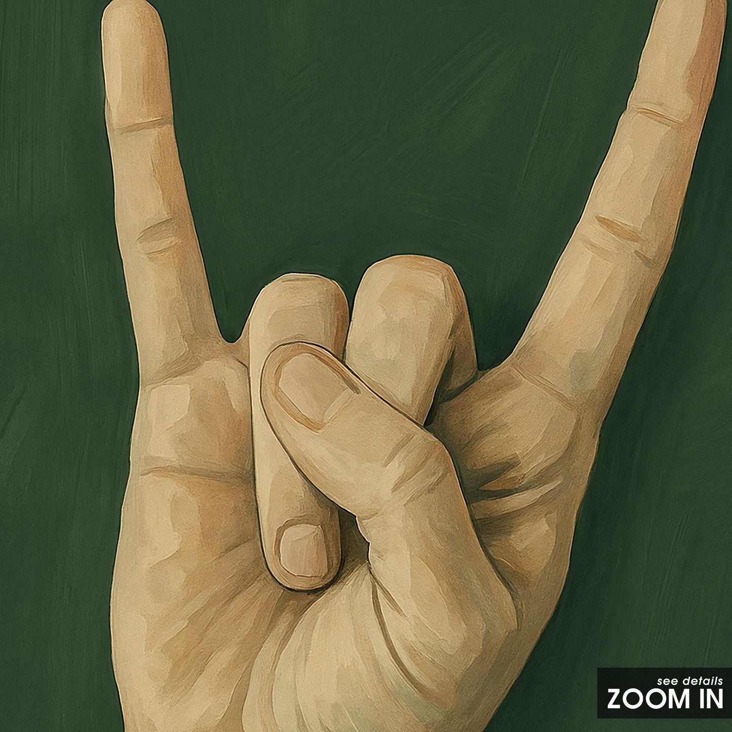 Rock Hand Poster – Gothic Minimalist Wall Art With Studded Leather Bracelet